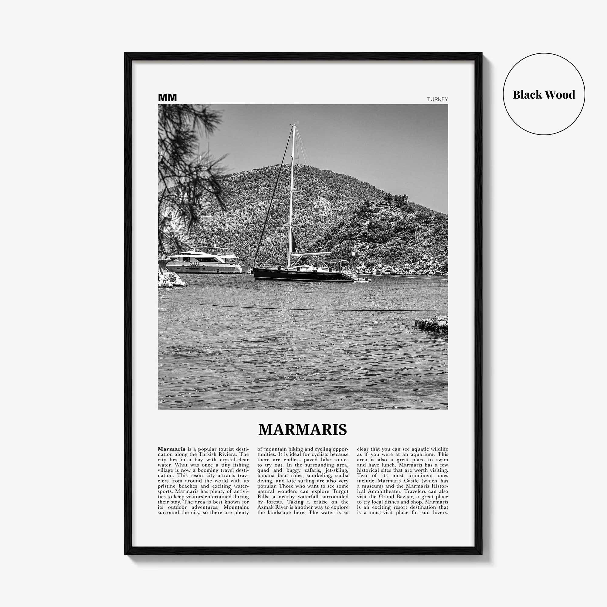 Marmaris Print Black and White, Marmaris Wall Art, Marmaris Poster, Marmaris Photo, Marmaris Wall Décor, Turkey, Europe, Türkiye, Turkish