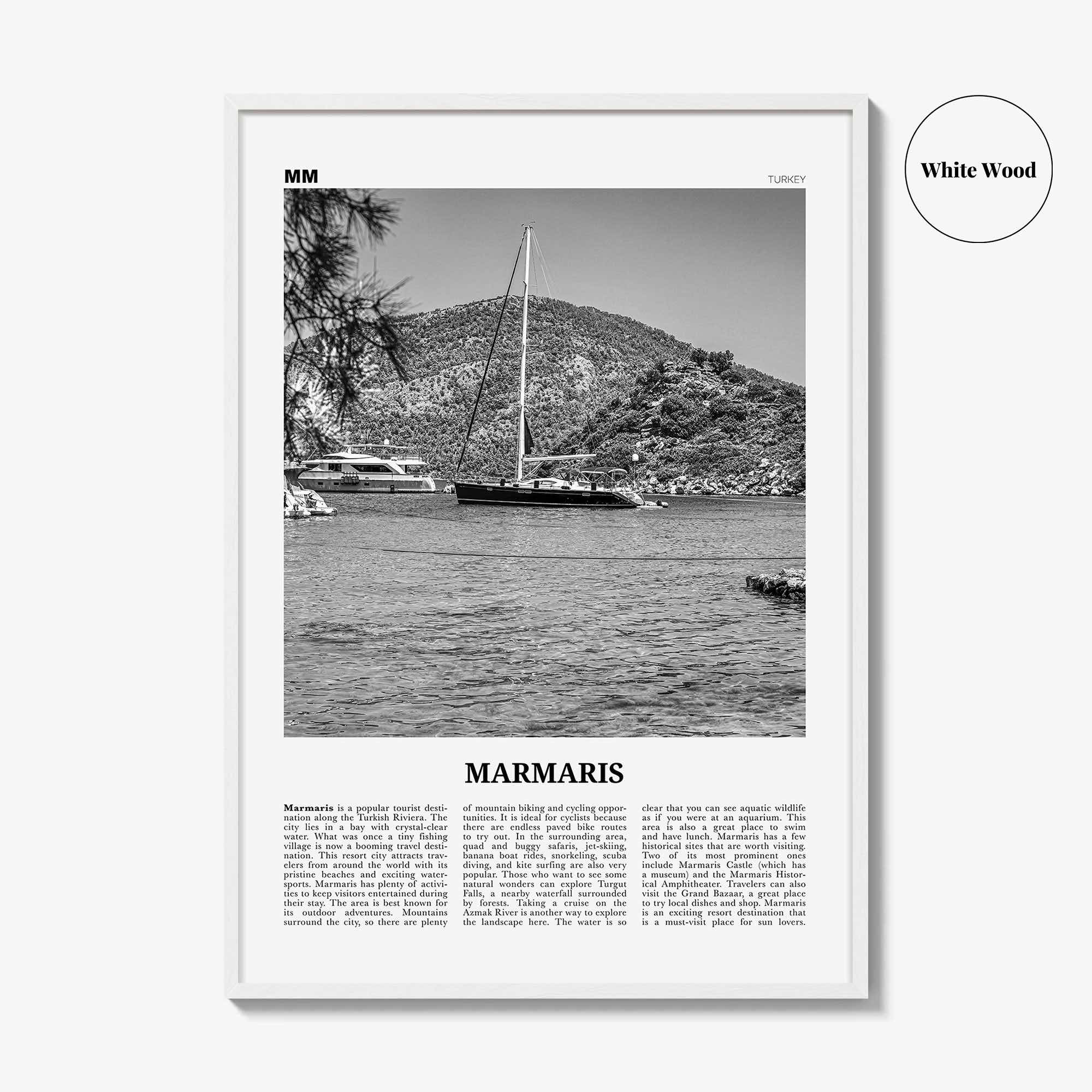Marmaris Print Black and White, Marmaris Wall Art, Marmaris Poster, Marmaris Photo, Marmaris Wall Décor, Turkey, Europe, Türkiye, Turkish