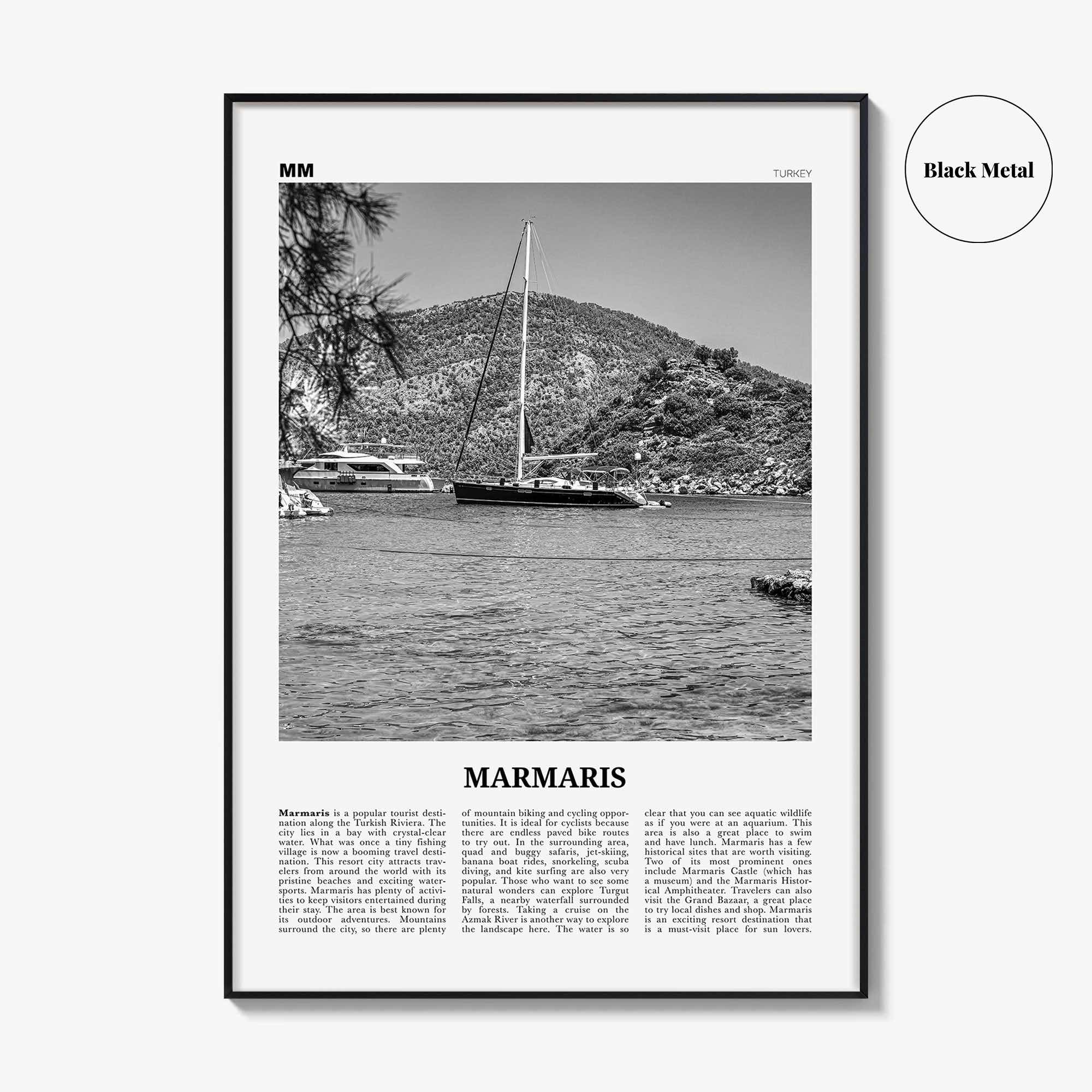 Marmaris Print Black and White, Marmaris Wall Art, Marmaris Poster, Marmaris Photo, Marmaris Wall Décor, Turkey, Europe, Türkiye, Turkish