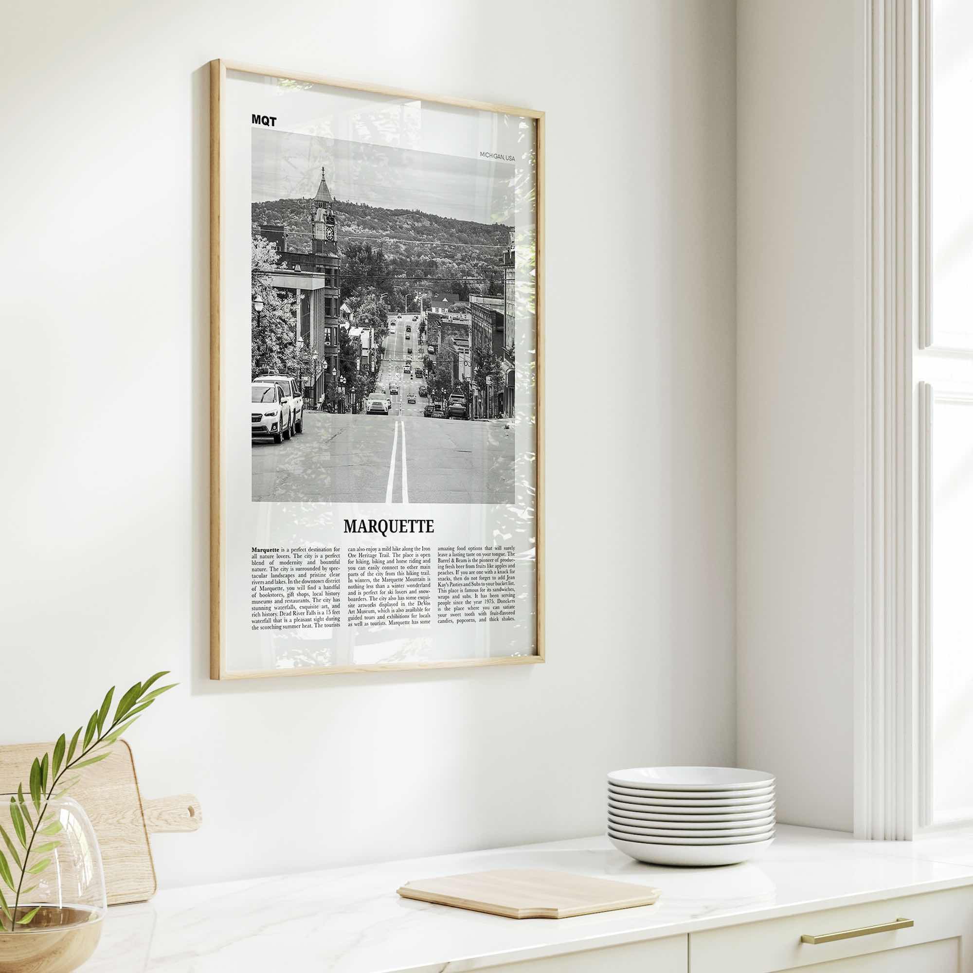 Marquette Print Black and White, Marquette Wall Art, Marquette Poster, Marquette Photo, Marquette Wall Décor, Michigan, USA, United States