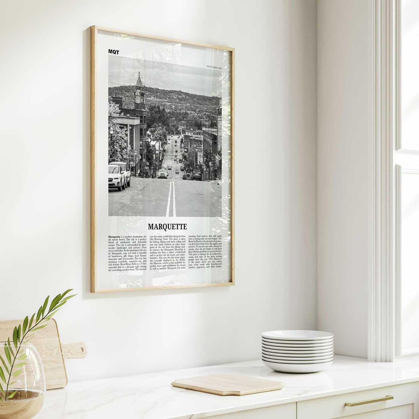 Marquette Print Black and White, Marquette Wall Art, Marquette Poster, Marquette Photo, Marquette Wall Décor, Michigan, USA, United States