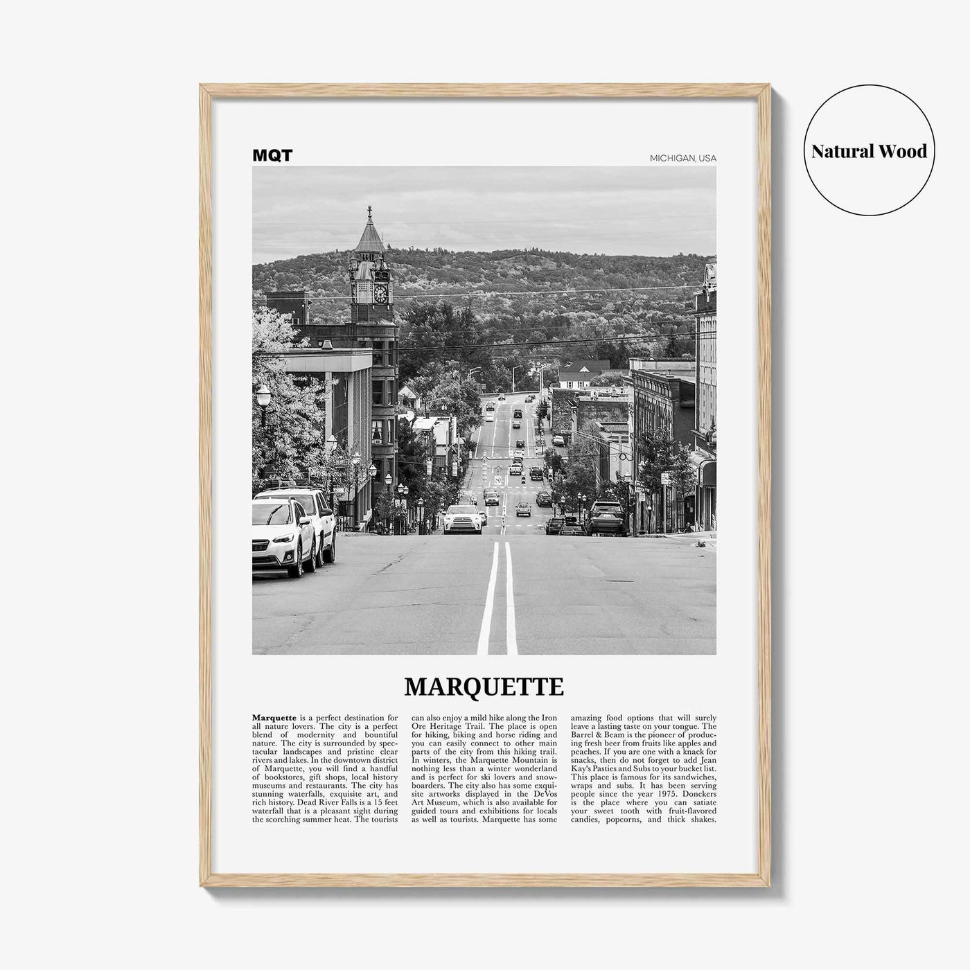 Marquette Print Black and White, Marquette Wall Art, Marquette Poster, Marquette Photo, Marquette Wall Décor, Michigan, USA, United States