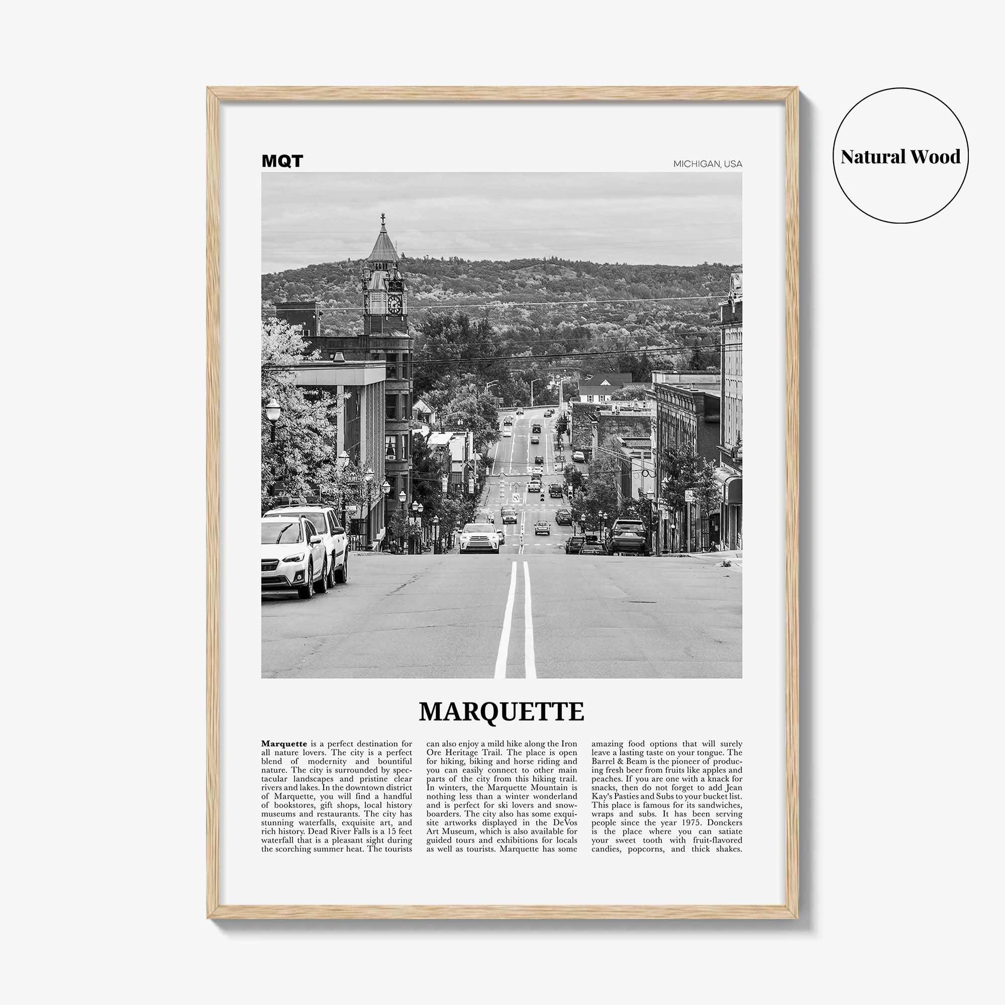 Marquette Print Black and White, Marquette Wall Art, Marquette Poster, Marquette Photo, Marquette Wall Décor, Michigan, USA, United States