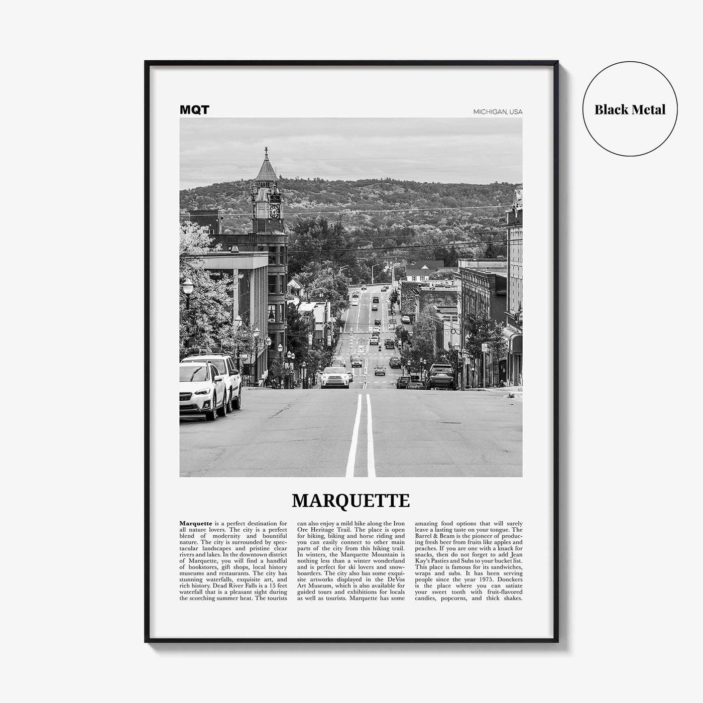 Marquette Print Black and White, Marquette Wall Art, Marquette Poster, Marquette Photo, Marquette Wall Décor, Michigan, USA, United States
