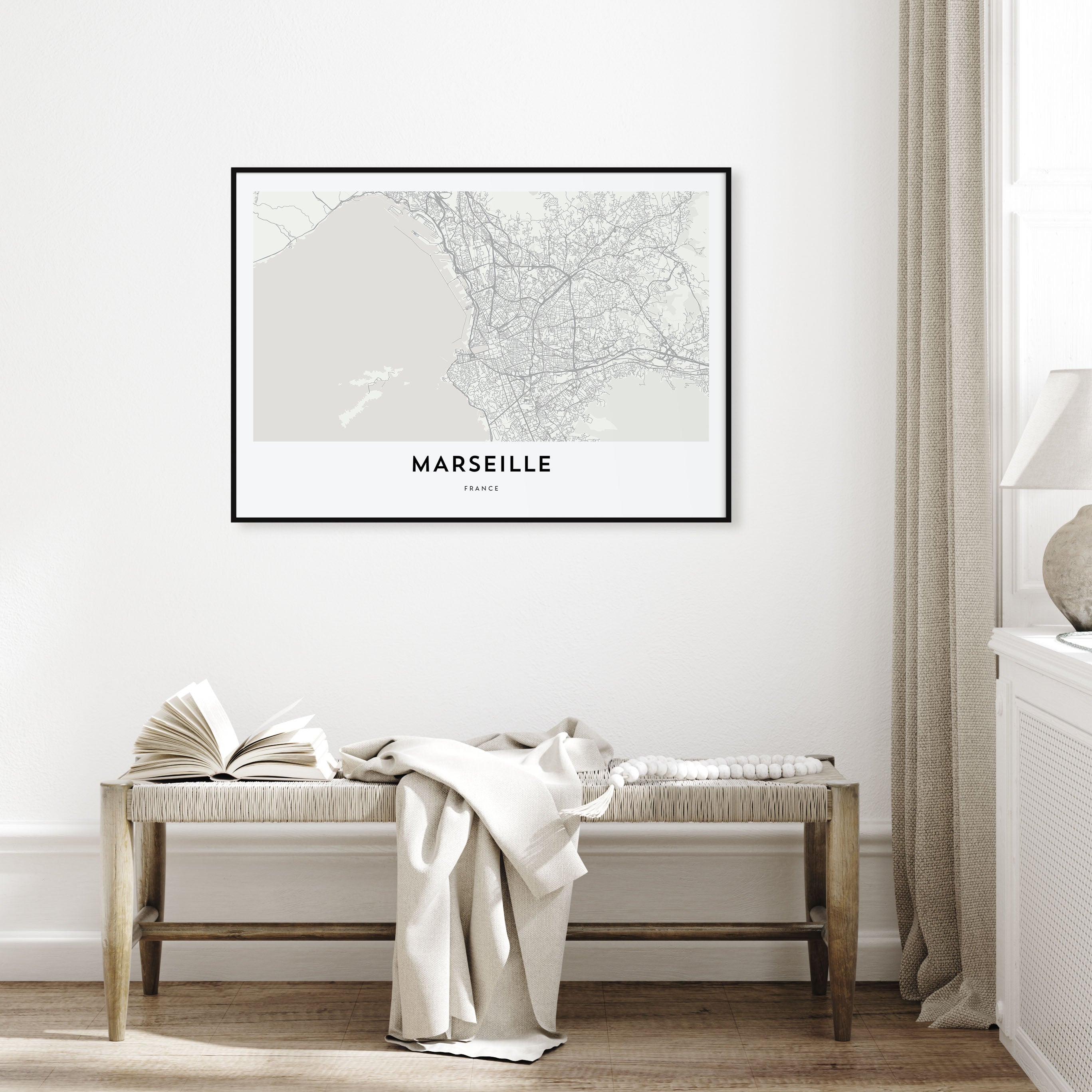 Marseille Map Landscape Poster