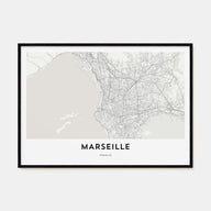 Marseille Map Landscape Poster