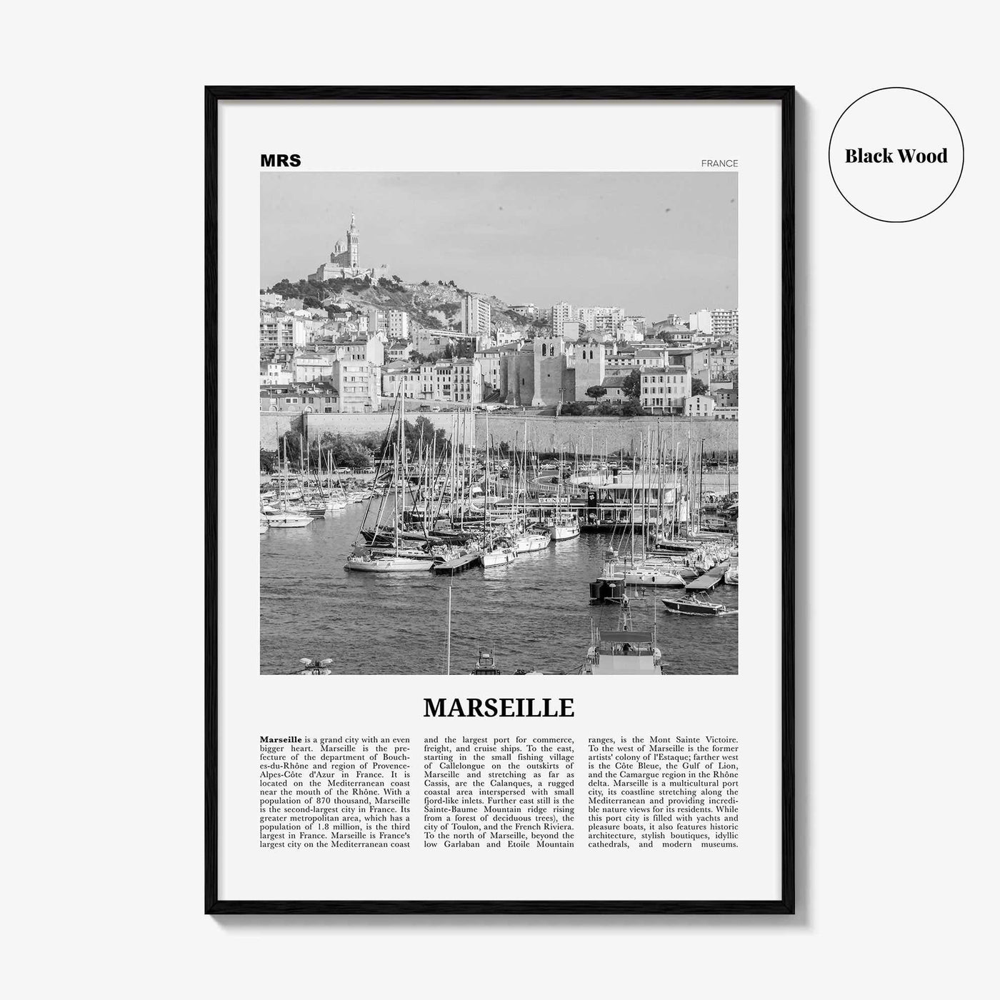 Marseille Print Black and White, Marseille Wall Art, Marseille Poster, Marseille Photo, Marseille Decor, France, Alpes-Côte d'Azur, Europe