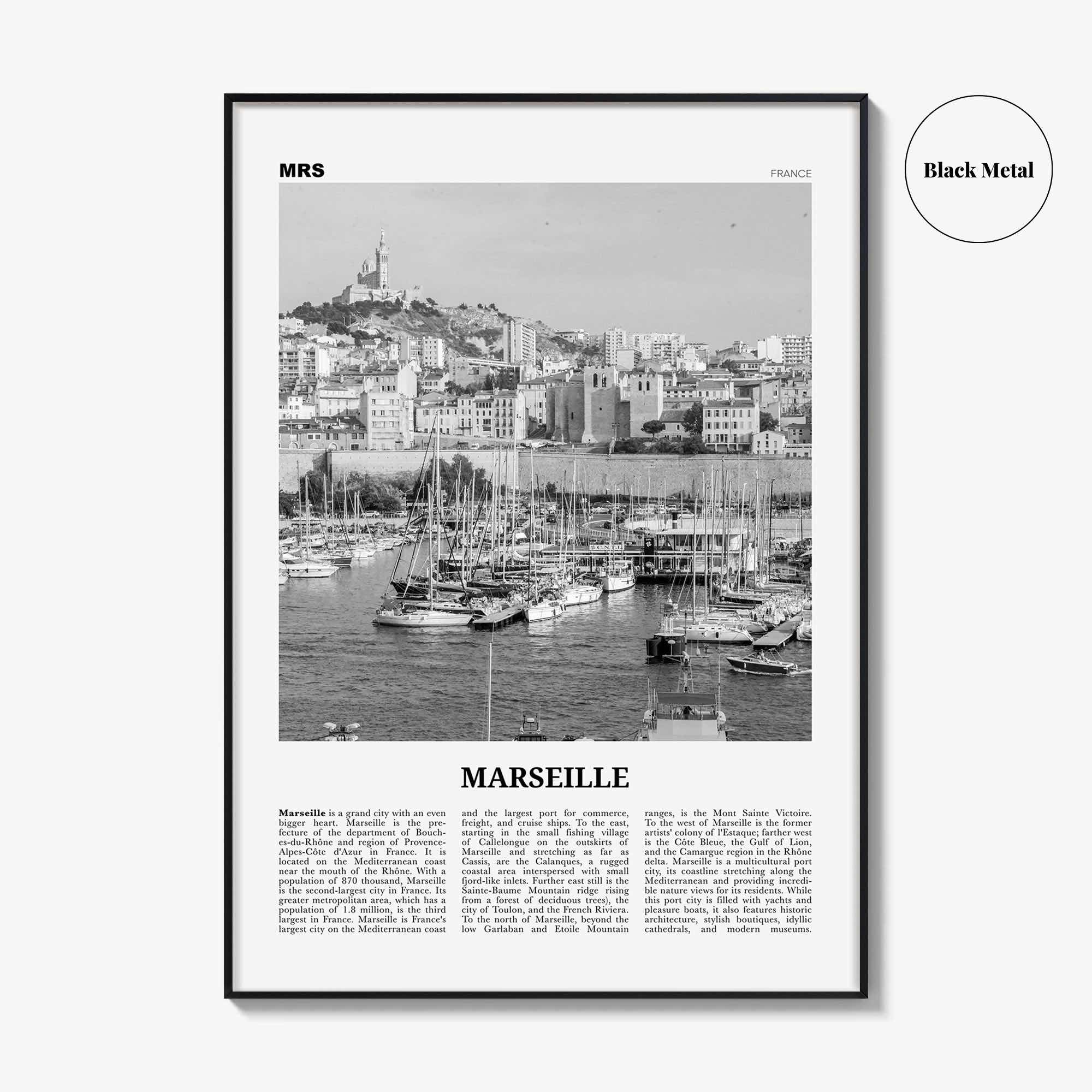 Marseille Print Black and White, Marseille Wall Art, Marseille Poster, Marseille Photo, Marseille Decor, France, Alpes-Côte d'Azur, Europe