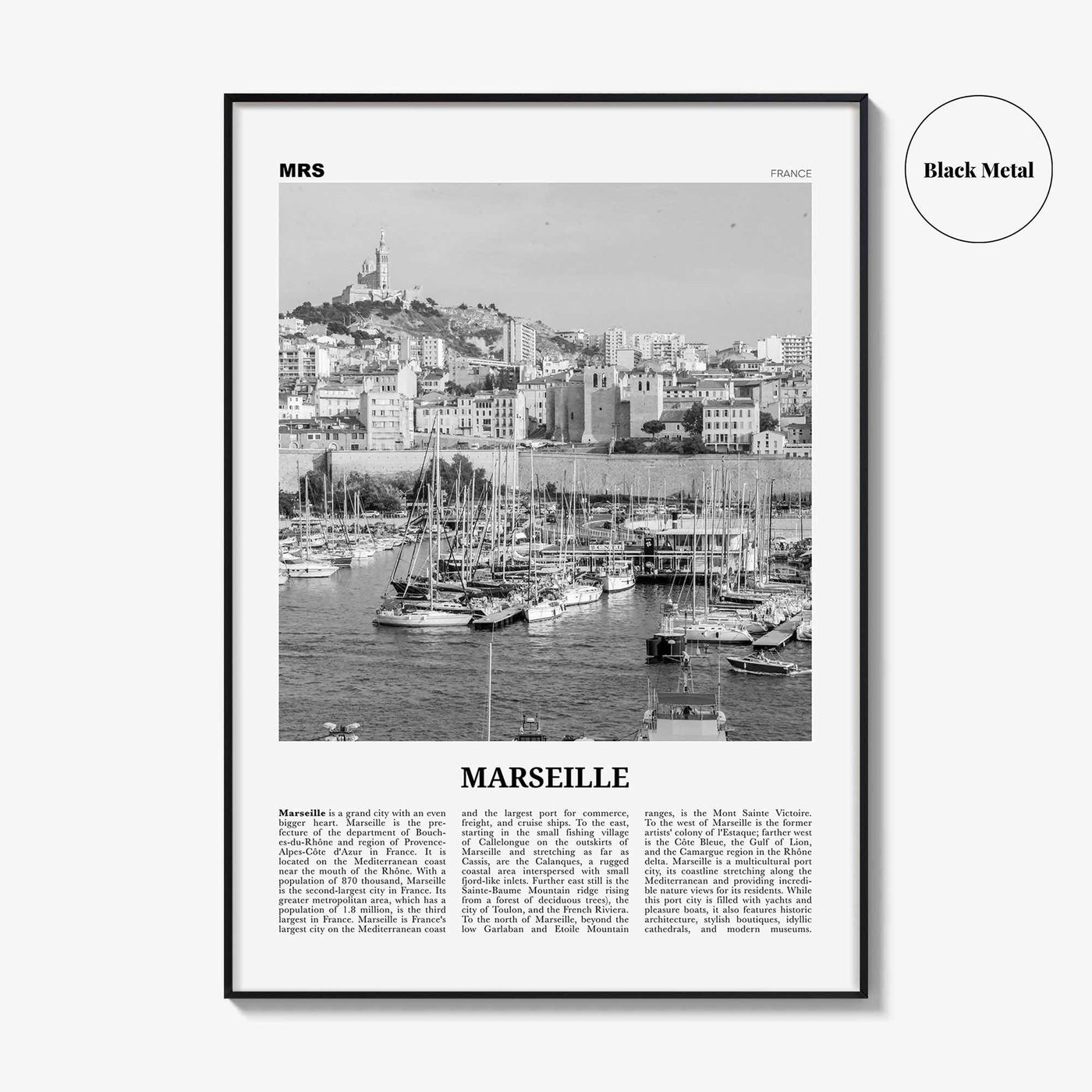 Marseille Print Black and White, Marseille Wall Art, Marseille Poster, Marseille Photo, Marseille Decor, France, Alpes-Côte d'Azur, Europe