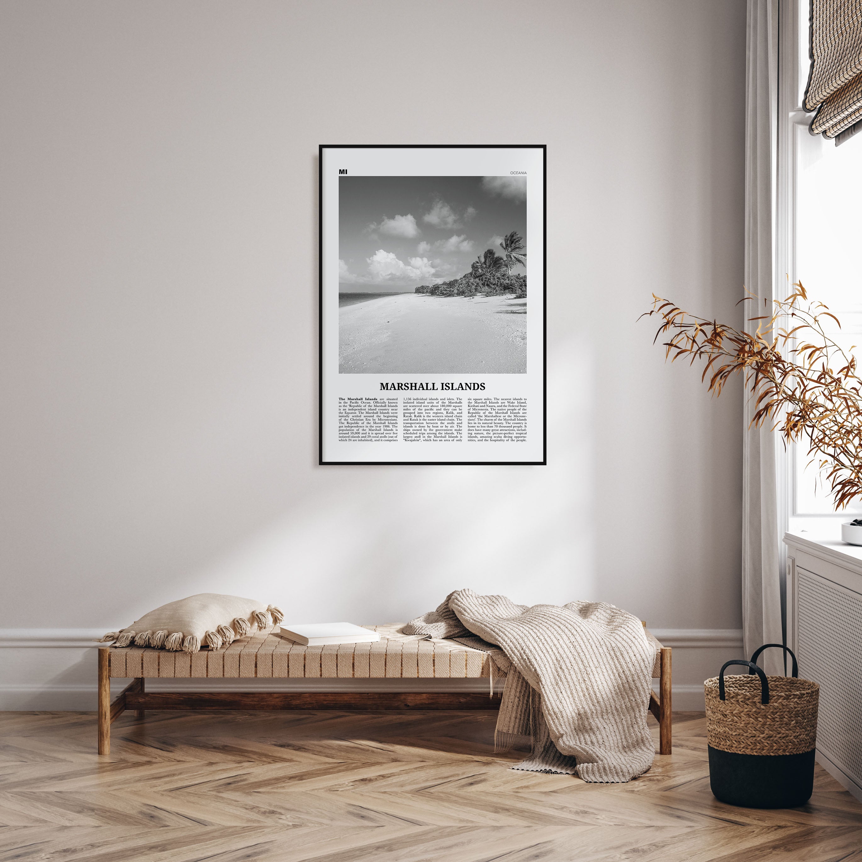Marshall Islands Travel B&W Poster