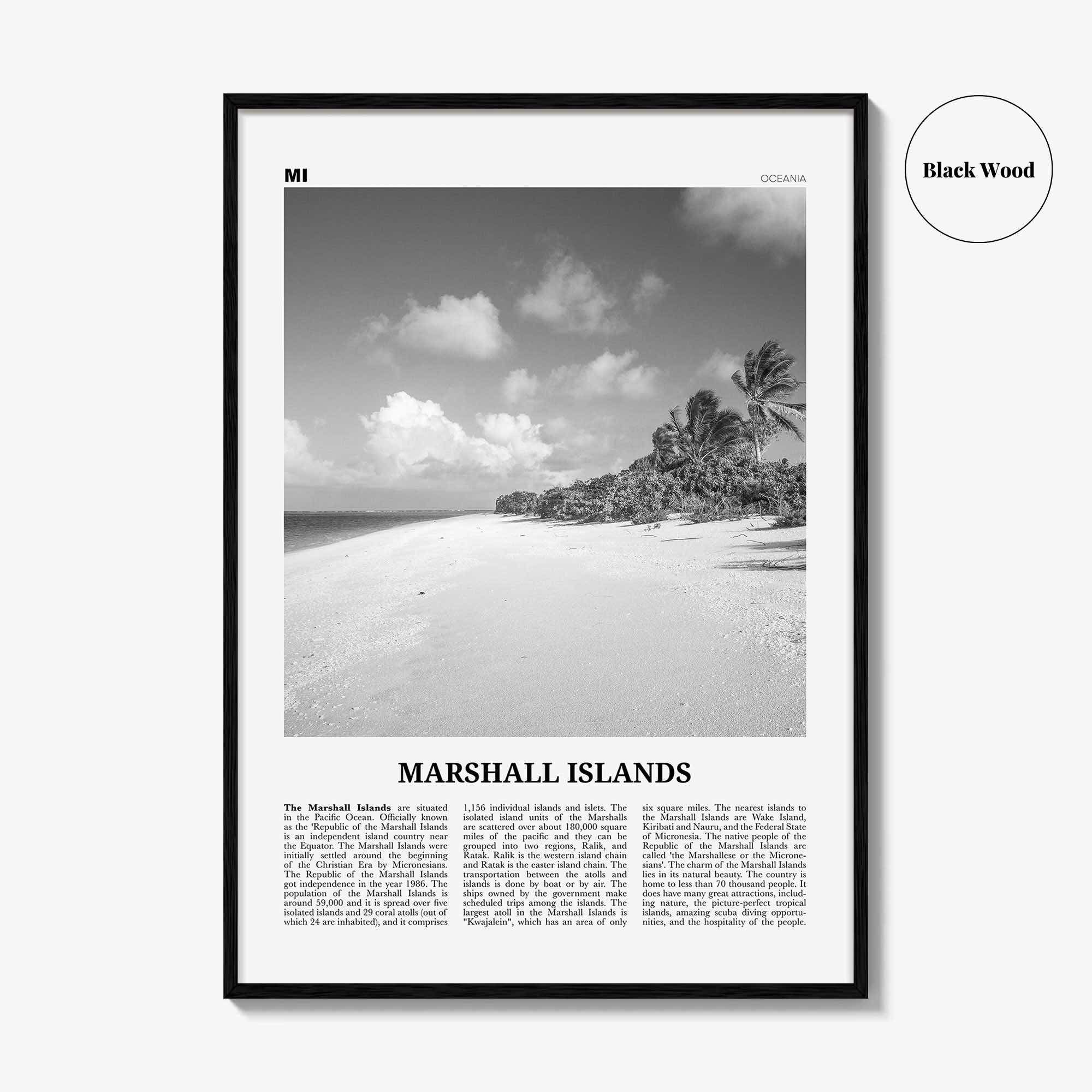 Marshall Islands Print Black and White, Marshall Islands Wall Art, Marshall Islands Poster, Marshall Islands Photo, Marshall Islands Décor