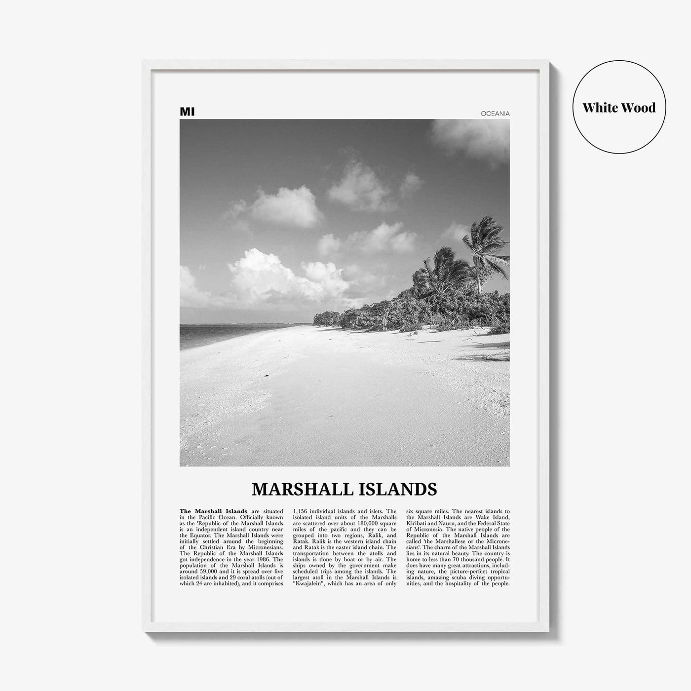 Marshall Islands Print Black and White, Marshall Islands Wall Art, Marshall Islands Poster, Marshall Islands Photo, Marshall Islands Décor