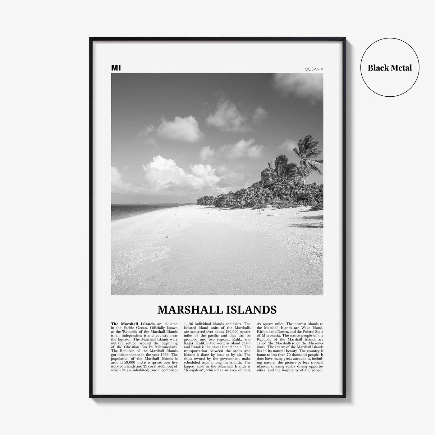 Marshall Islands Print Black and White, Marshall Islands Wall Art, Marshall Islands Poster, Marshall Islands Photo, Marshall Islands Décor