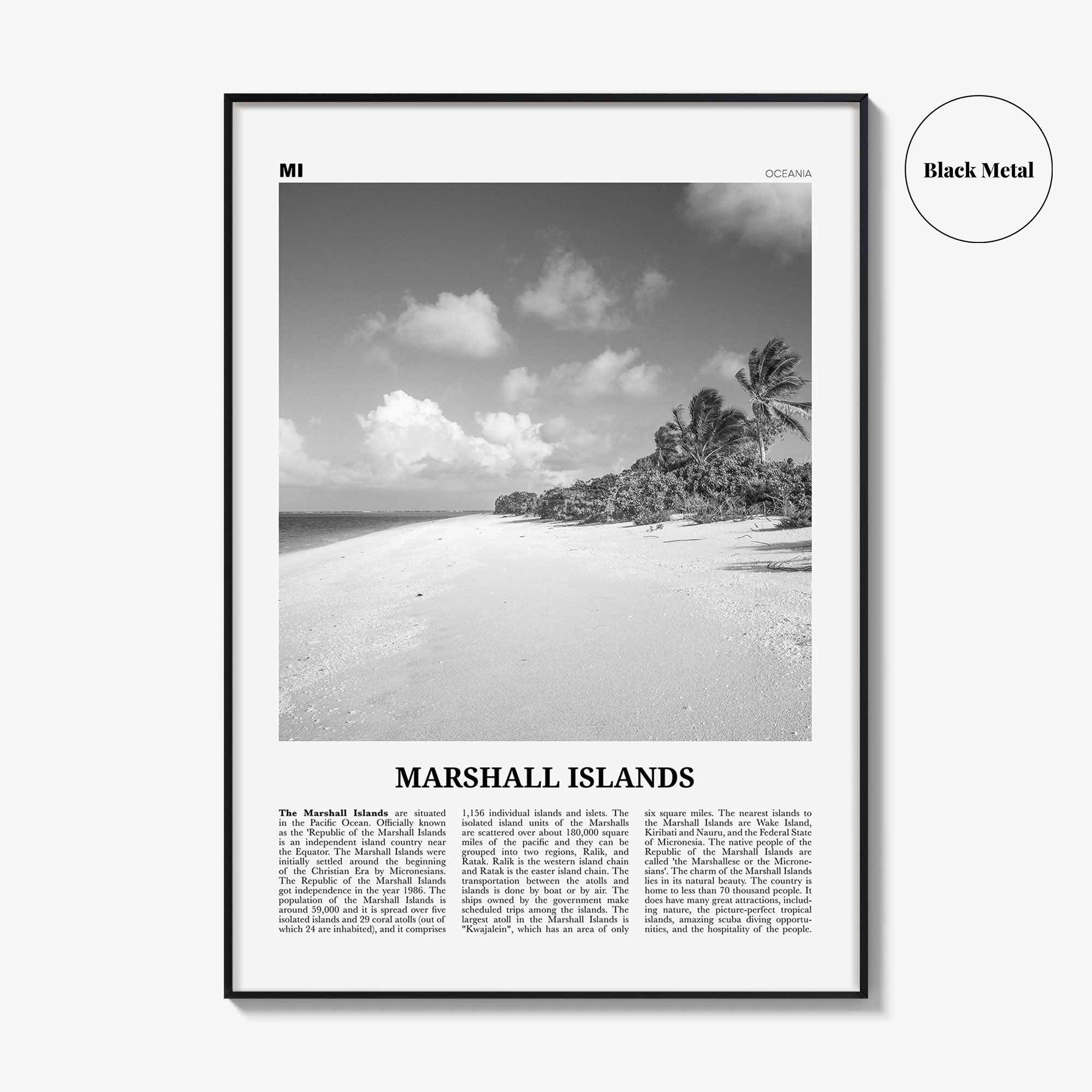Marshall Islands Print Black and White, Marshall Islands Wall Art, Marshall Islands Poster, Marshall Islands Photo, Marshall Islands Décor