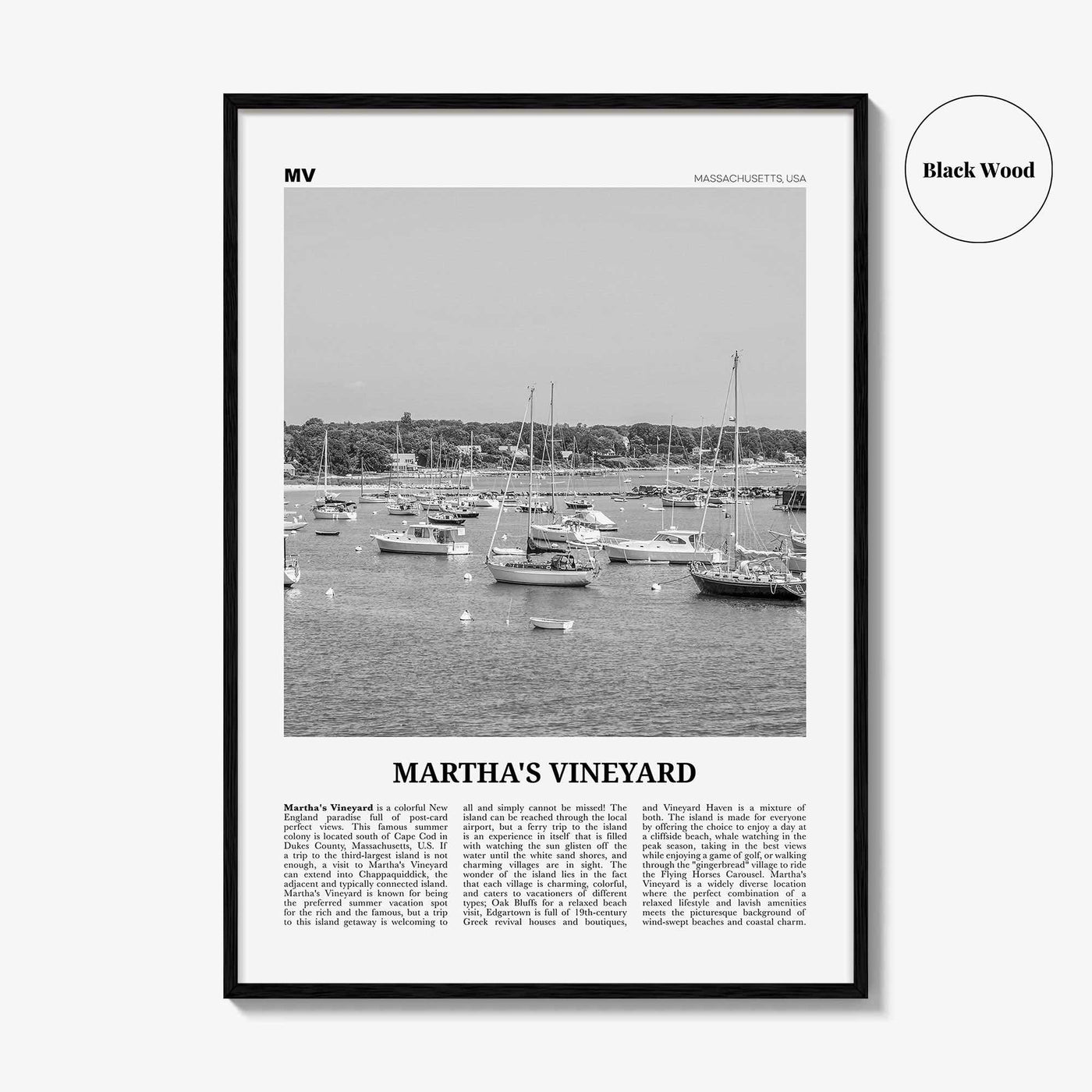Marthas Vineyard Print Black and White, Martha’s Vineyard Wall Art, Martha’s Vineyard Poster, Martha’s Vineyard Photo, Massachusetts, USA