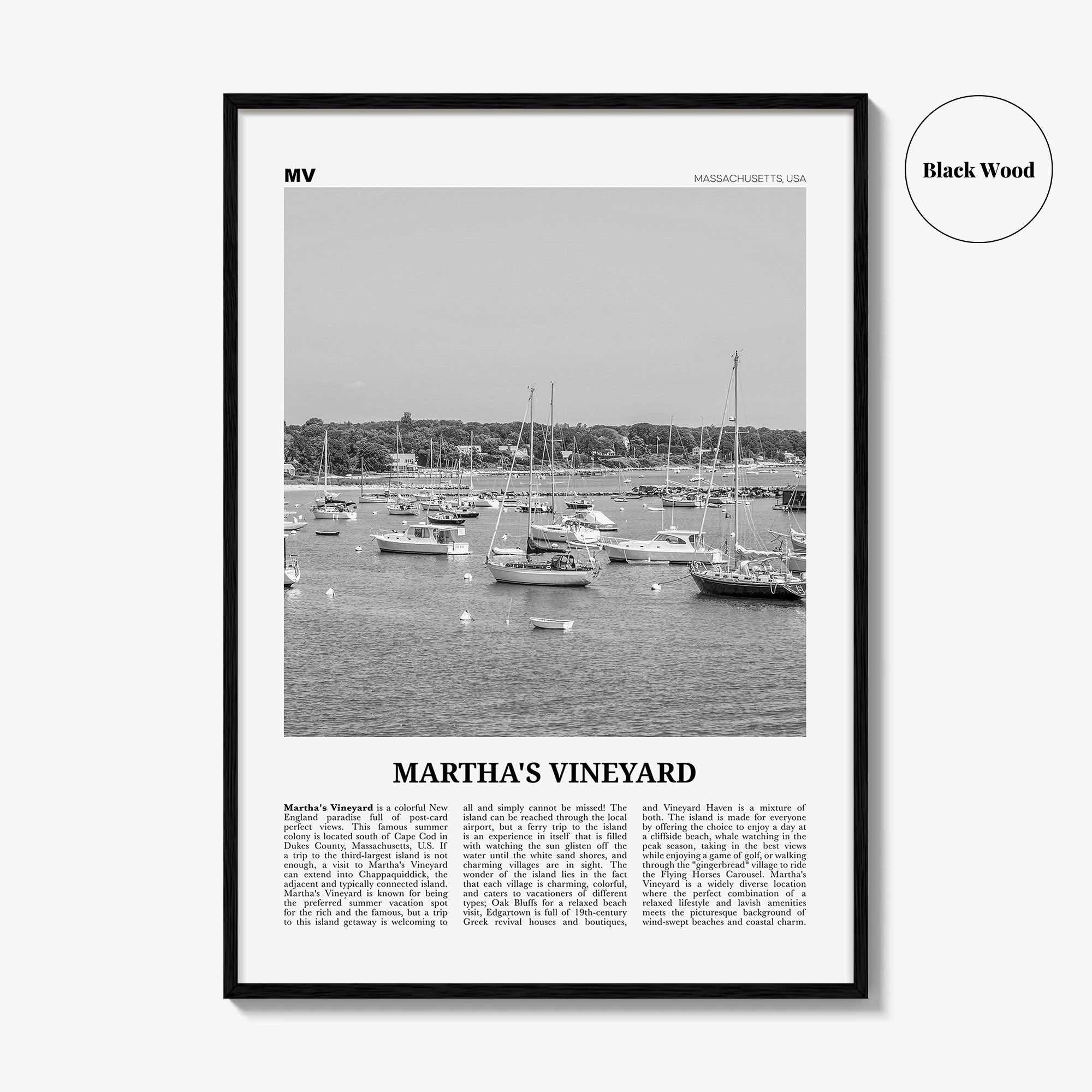 Marthas Vineyard Print Black and White, Martha’s Vineyard Wall Art, Martha’s Vineyard Poster, Martha’s Vineyard Photo, Massachusetts, USA