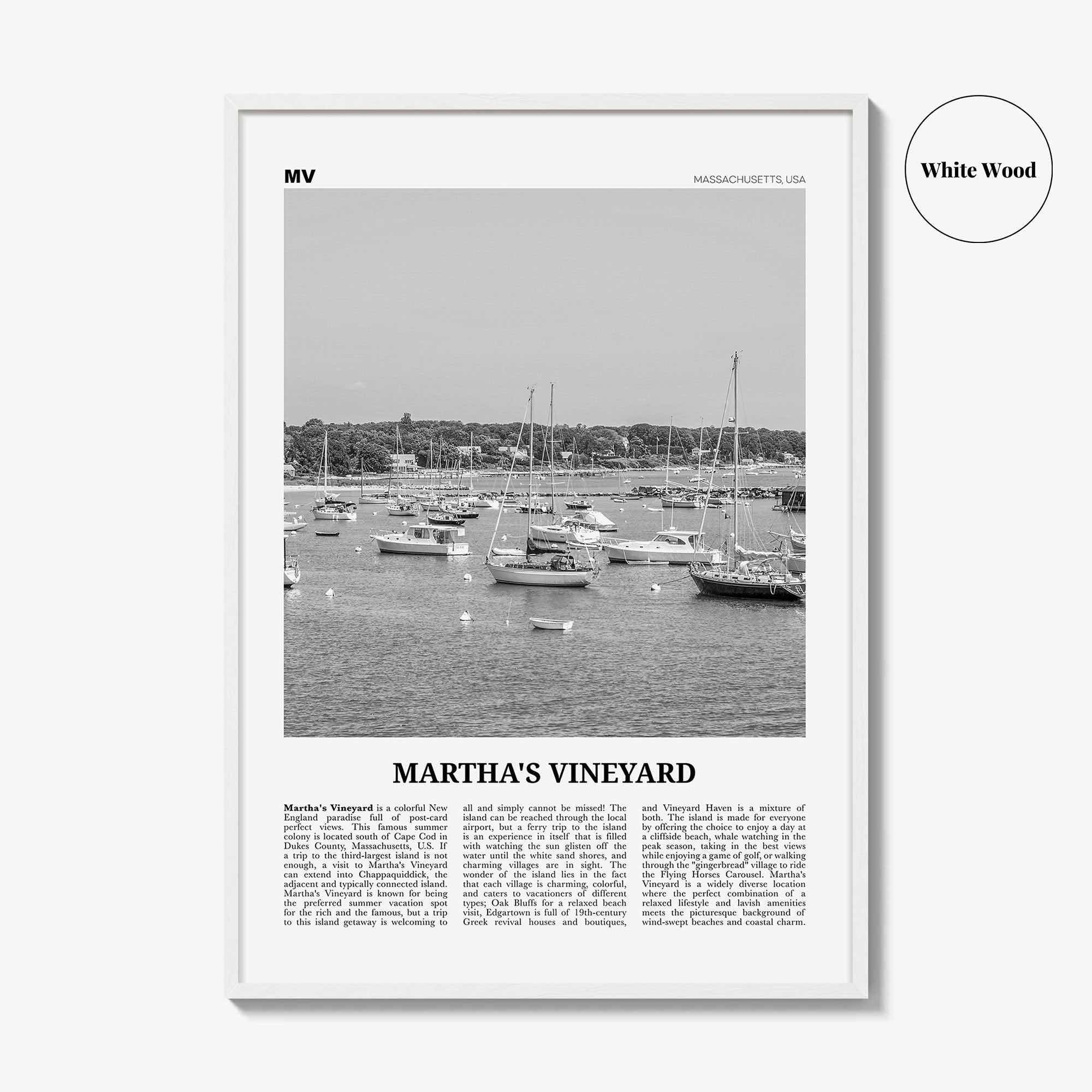 Marthas Vineyard Print Black and White, Martha’s Vineyard Wall Art, Martha’s Vineyard Poster, Martha’s Vineyard Photo, Massachusetts, USA
