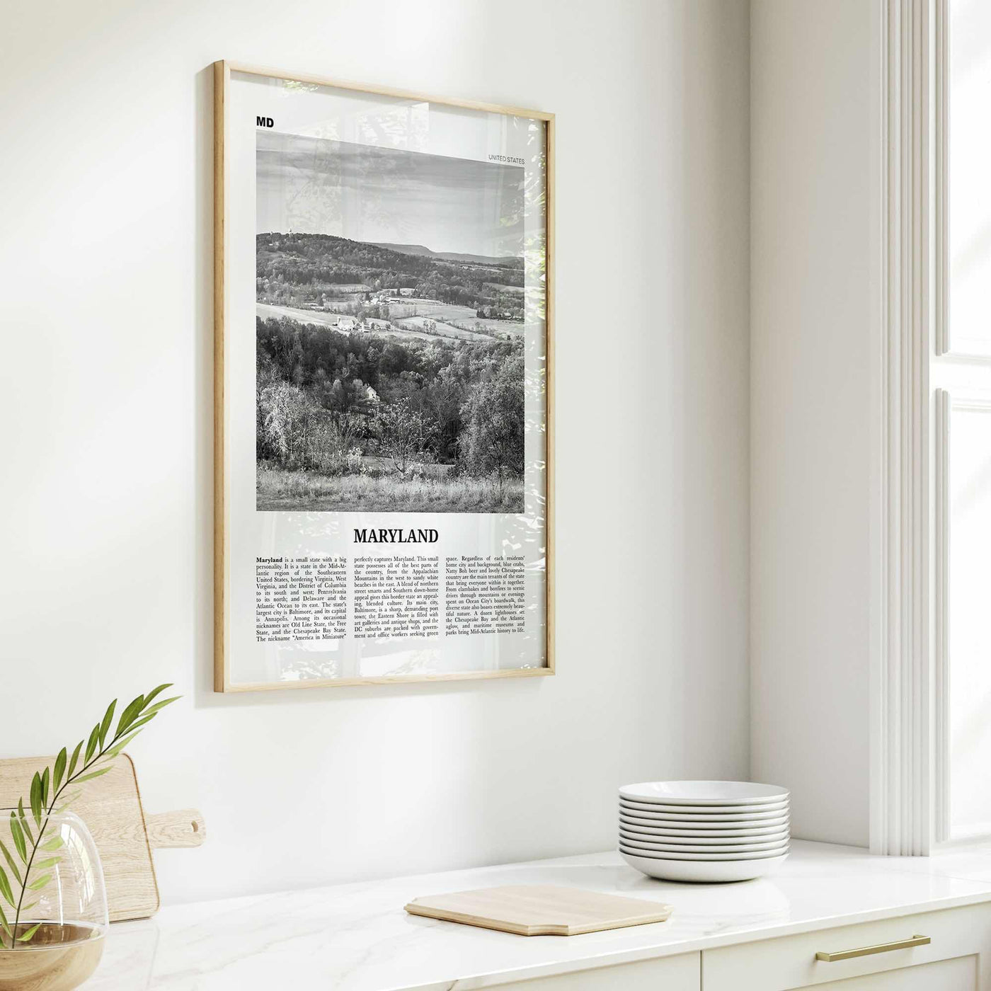 Maryland Print Black and White No 2, Maryland Wall Art, Maryland Poster, Maryland Photo, Maryland Wall Décor, Maryland Map