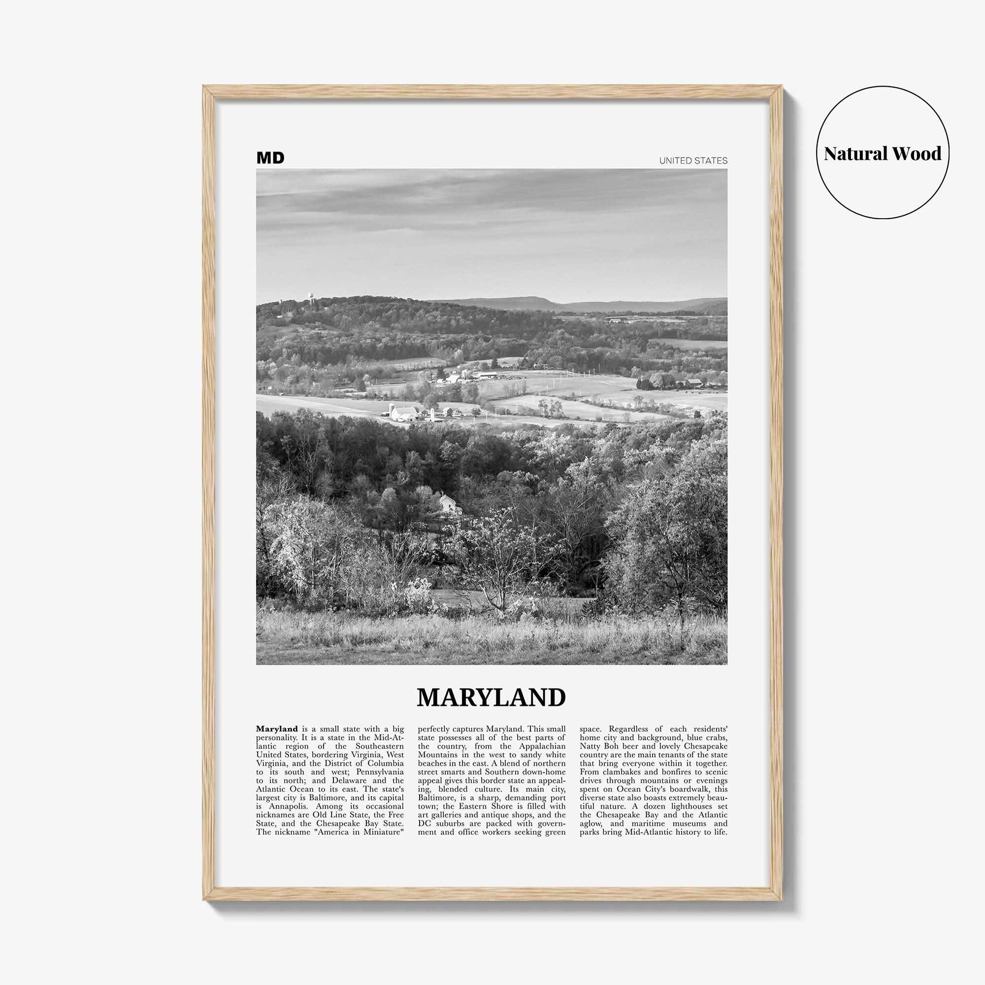 Maryland Print Black and White No 2, Maryland Wall Art, Maryland Poster, Maryland Photo, Maryland Wall Décor, Maryland Map
