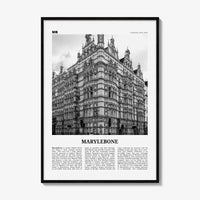 Marylebone Print Black and White, Marylebone Wall Art, Marylebone Poster, Marylebone Photo, Marylebone Wall Décor, Marylebone Map, London,