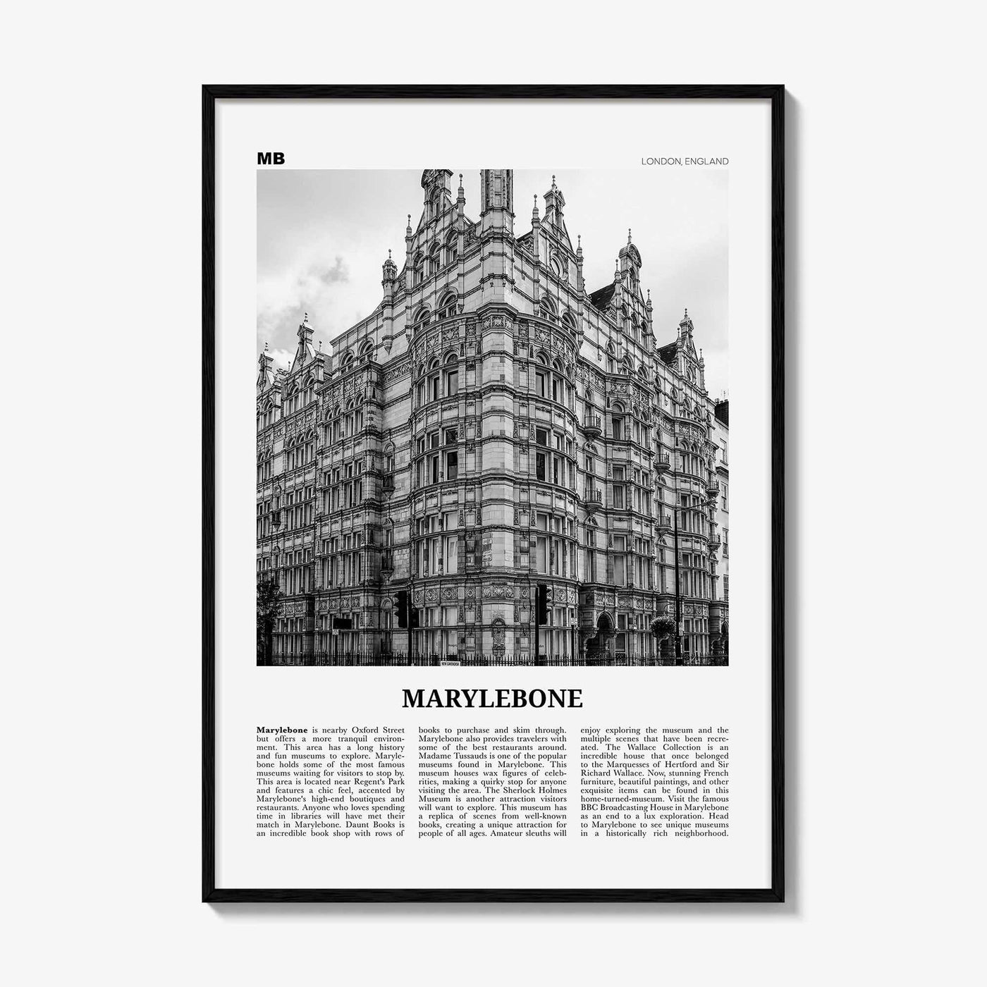 Marylebone Print Black and White, Marylebone Wall Art, Marylebone Poster, Marylebone Photo, Marylebone Wall Décor, Marylebone Map, London,