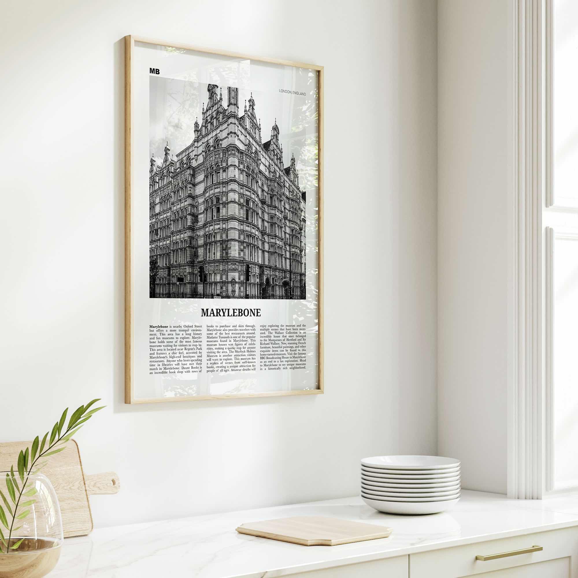 Marylebone Print Black and White, Marylebone Wall Art, Marylebone Poster, Marylebone Photo, Marylebone Wall Décor, Marylebone Map, London,