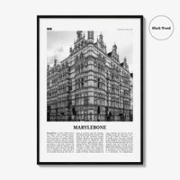 Marylebone Print Black and White, Marylebone Wall Art, Marylebone Poster, Marylebone Photo, Marylebone Wall Décor, Marylebone Map, London,