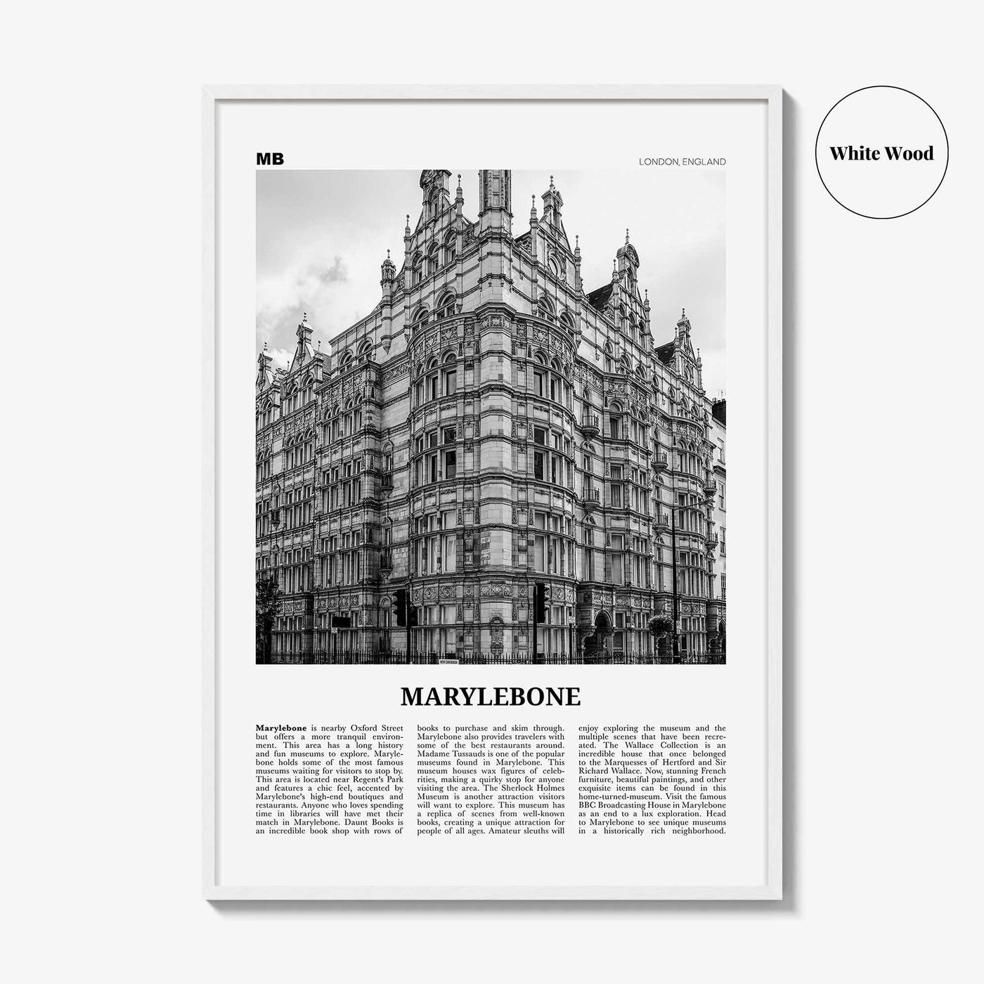 Marylebone Print Black and White, Marylebone Wall Art, Marylebone Poster, Marylebone Photo, Marylebone Wall Décor, Marylebone Map, London,