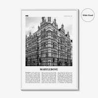 Marylebone Print Black and White, Marylebone Wall Art, Marylebone Poster, Marylebone Photo, Marylebone Wall Décor, Marylebone Map, London,