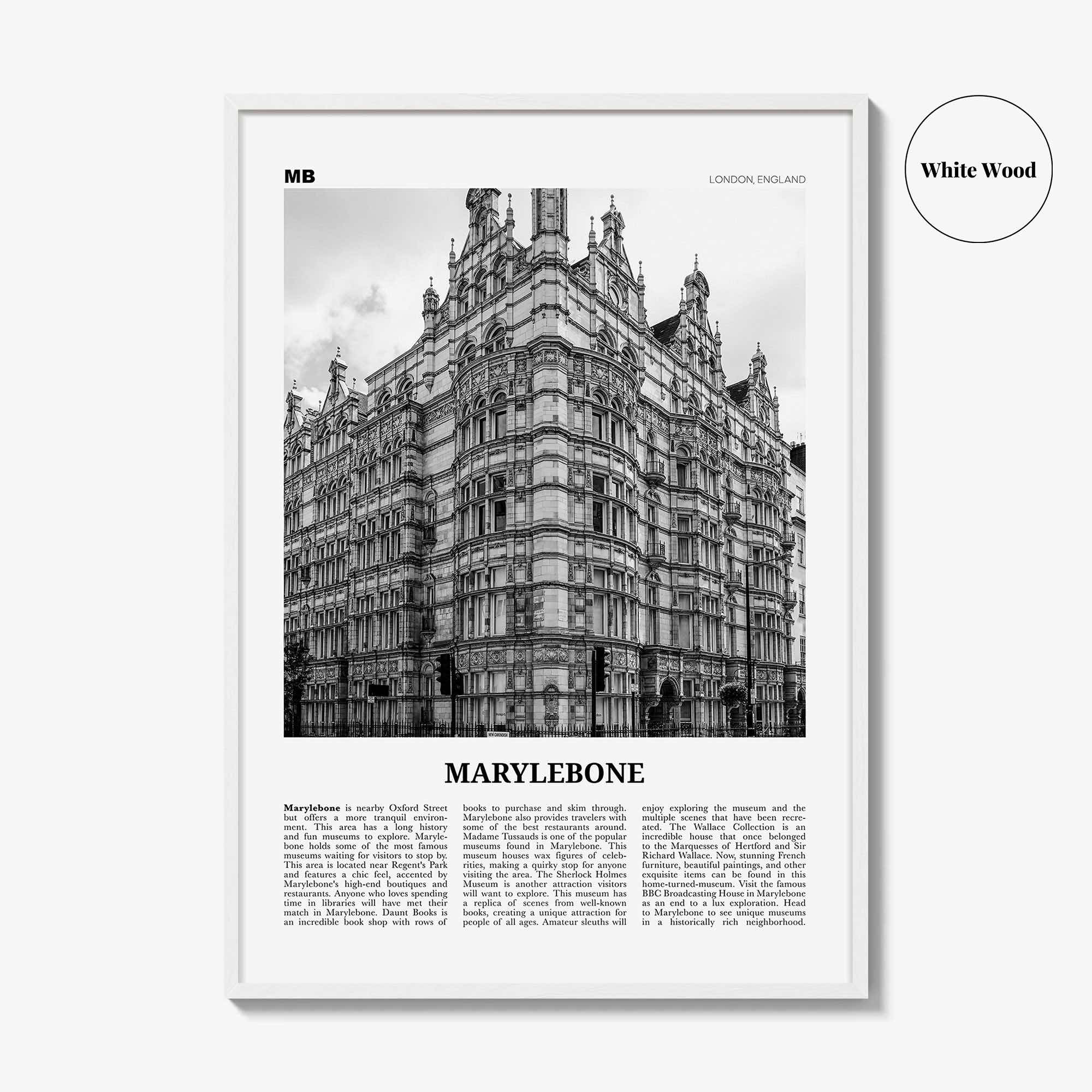 Marylebone Print Black and White, Marylebone Wall Art, Marylebone Poster, Marylebone Photo, Marylebone Wall Décor, Marylebone Map, London,