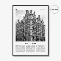 Marylebone Print Black and White, Marylebone Wall Art, Marylebone Poster, Marylebone Photo, Marylebone Wall Décor, Marylebone Map, London,