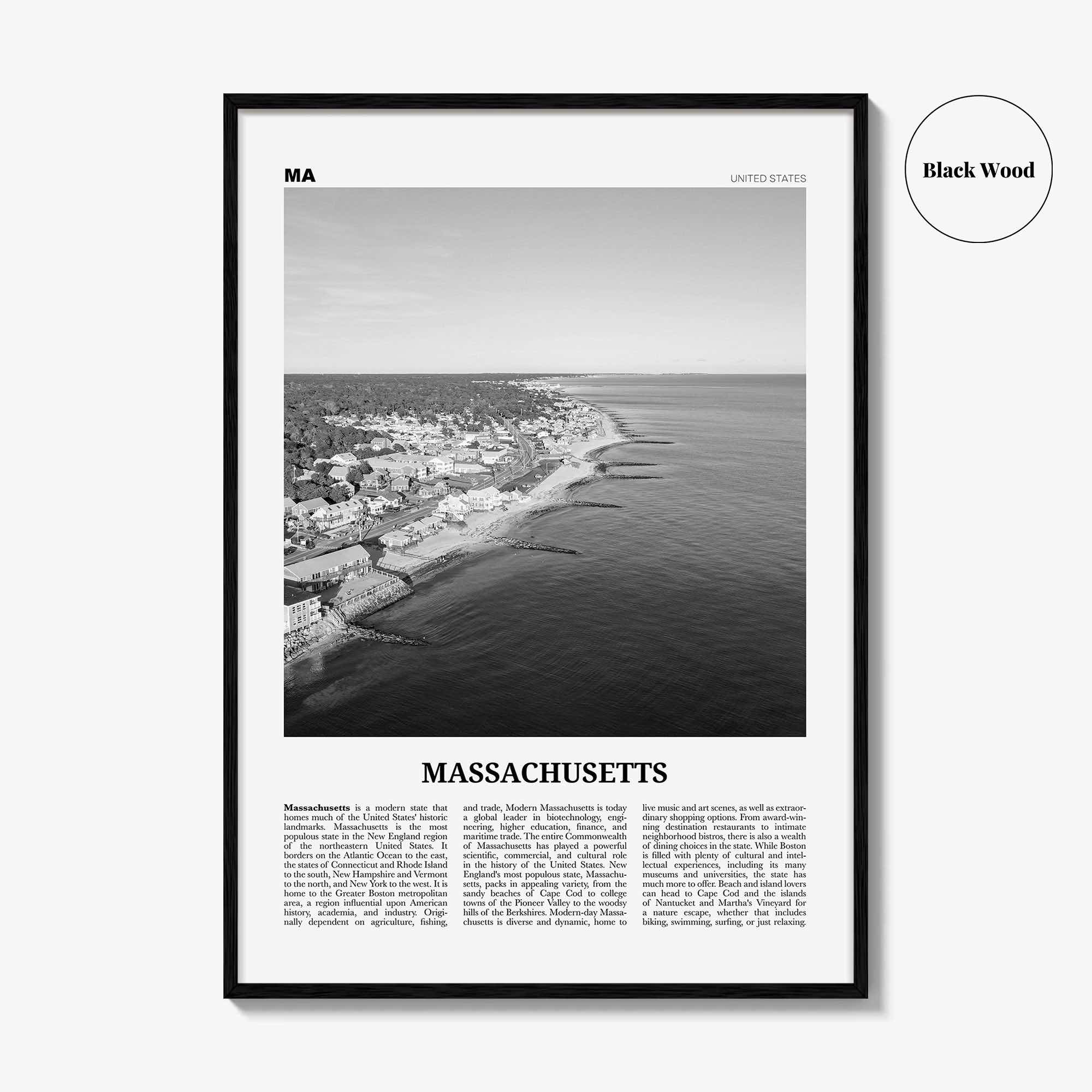 Massachusetts Print Black and White No 1, Massachusetts Wall Art, Massachusetts Poster, Massachusetts Photo, USA, United States, America