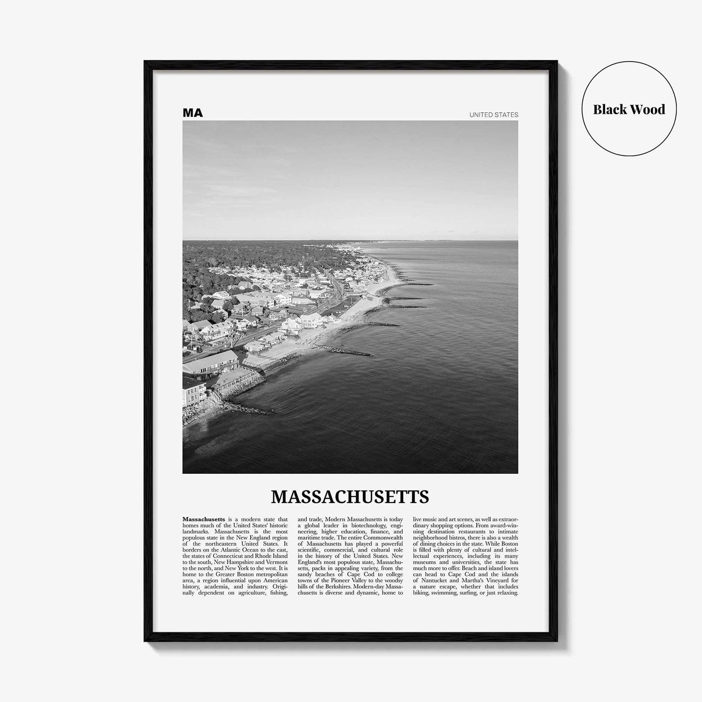 Massachusetts Print Black and White No 1, Massachusetts Wall Art, Massachusetts Poster, Massachusetts Photo, USA, United States, America