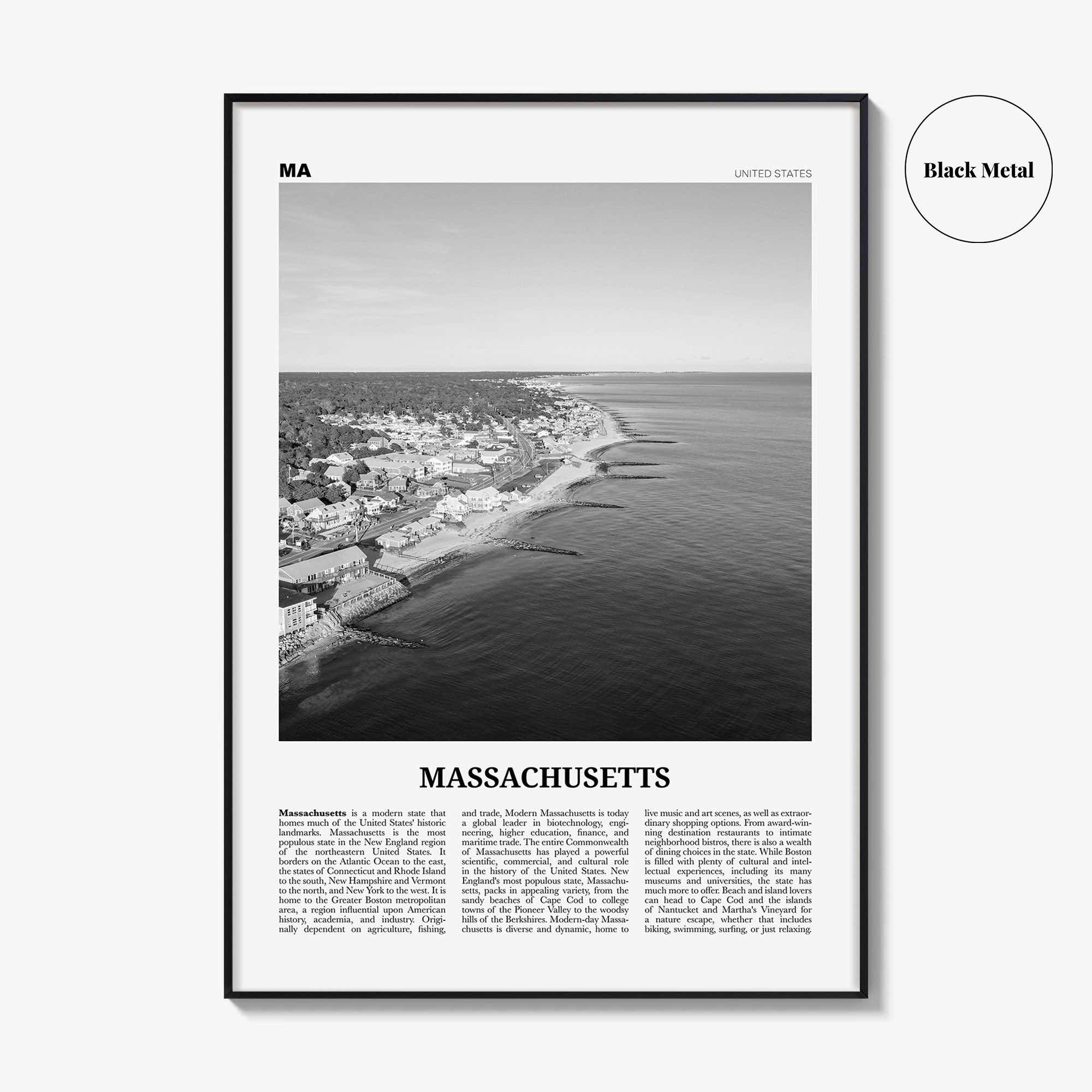 Massachusetts Print Black and White No 1, Massachusetts Wall Art, Massachusetts Poster, Massachusetts Photo, USA, United States, America