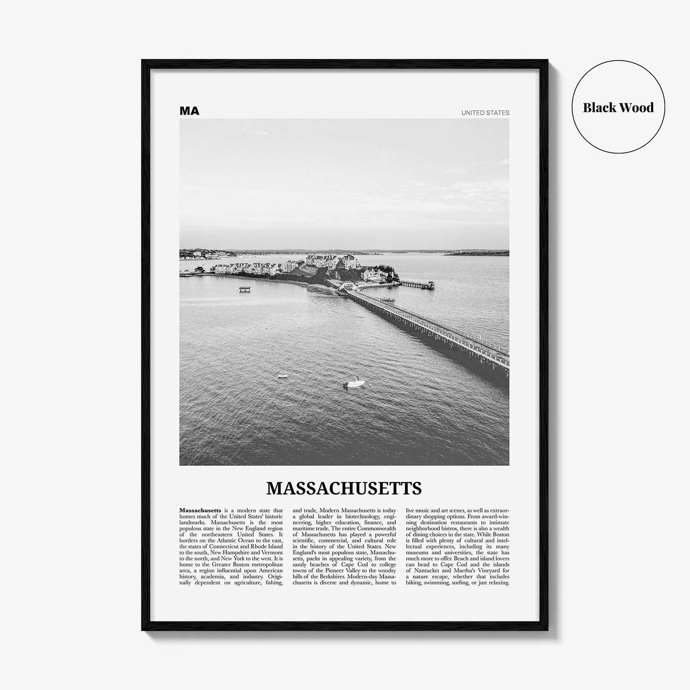 Massachusetts Print Black and White No 2, Massachusetts Wall Art, Massachusetts Poster, Massachusetts Photo, USA, United States, America