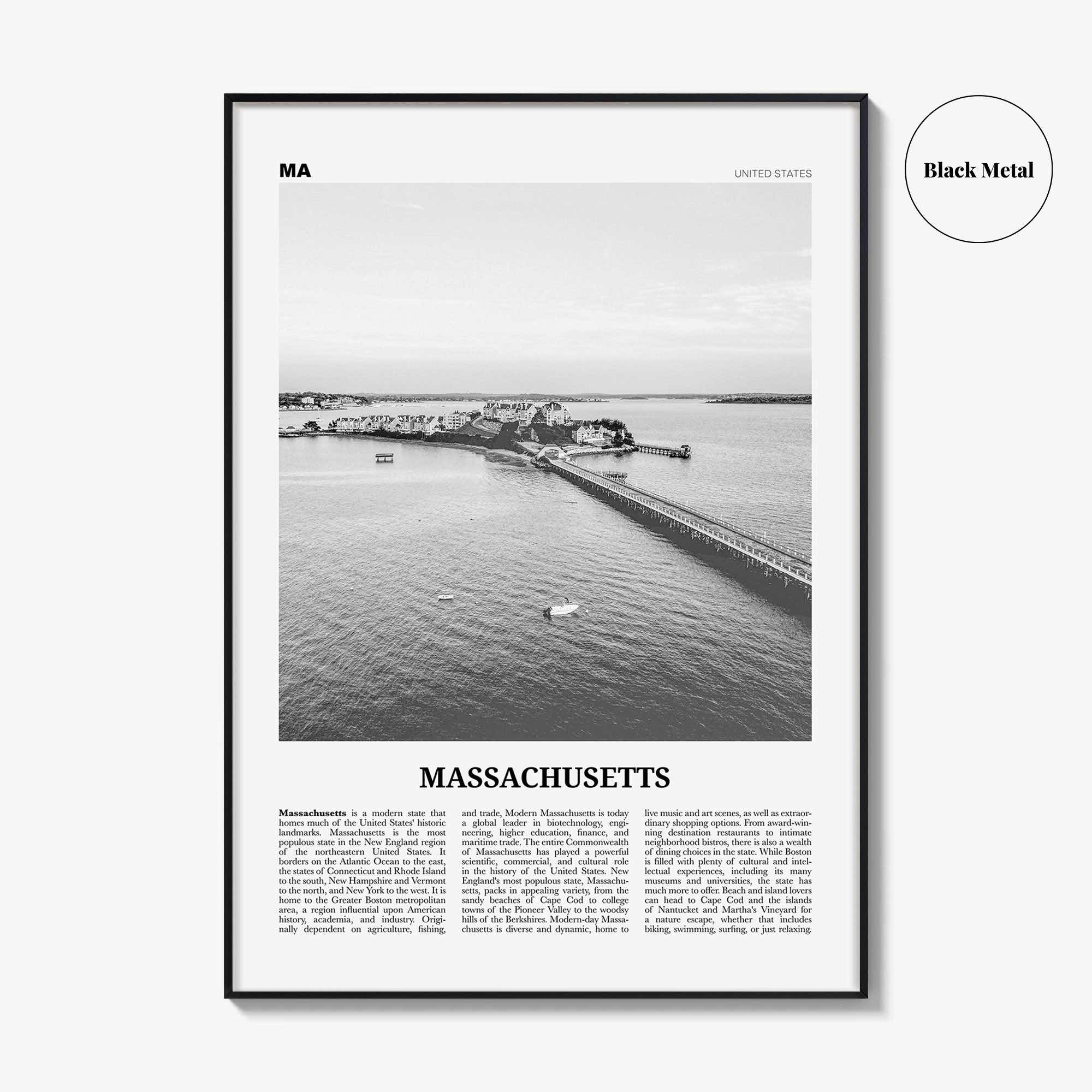 Massachusetts Print Black and White No 2, Massachusetts Wall Art, Massachusetts Poster, Massachusetts Photo, USA, United States, America