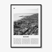 Mataro Print Black and White, Mataro Wall Art, Mataro Poster, Mataro Photo, Mataro Wall Décor, Mataro Map, Spain