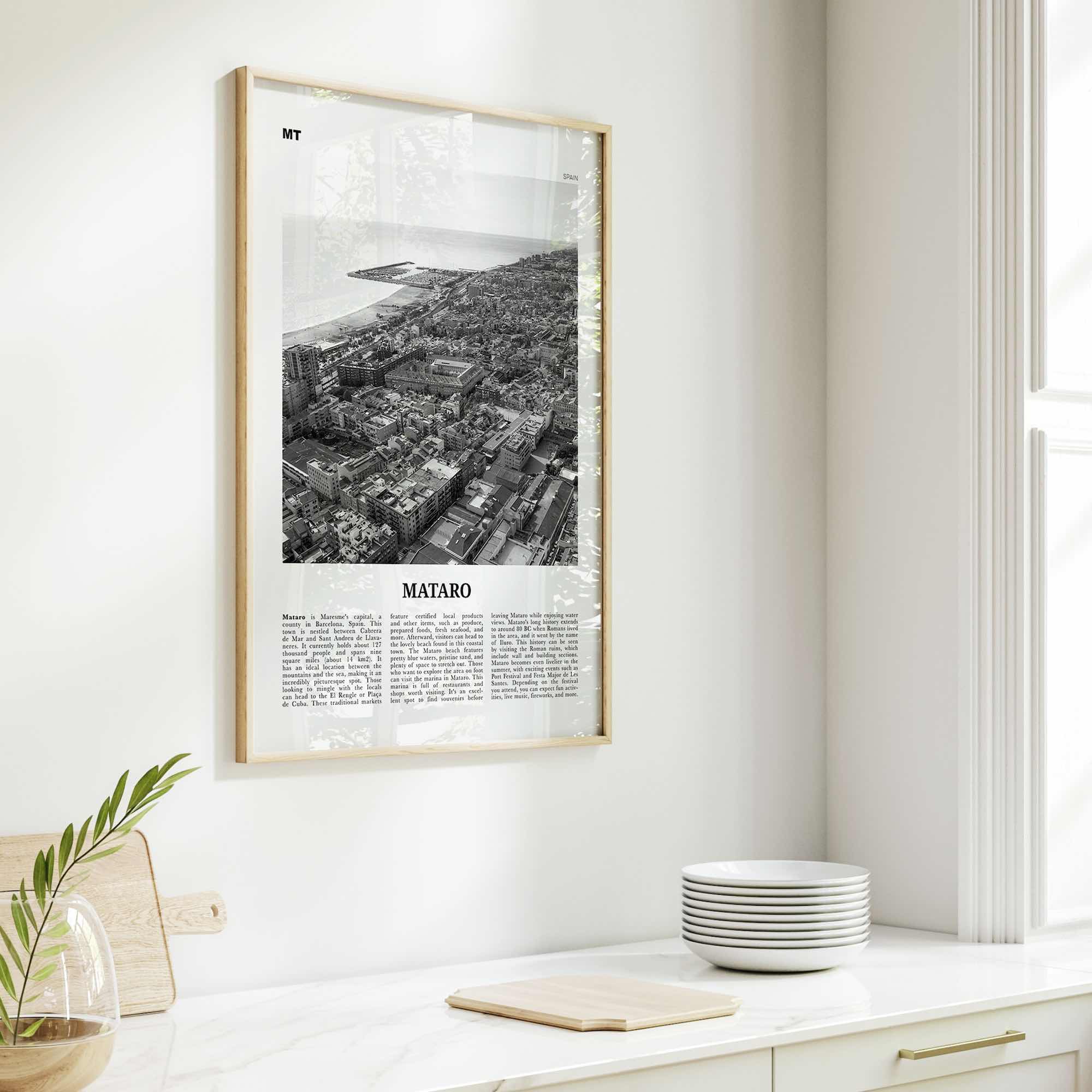 Mataro Print Black and White, Mataro Wall Art, Mataro Poster, Mataro Photo, Mataro Wall Décor, Mataro Map, Spain