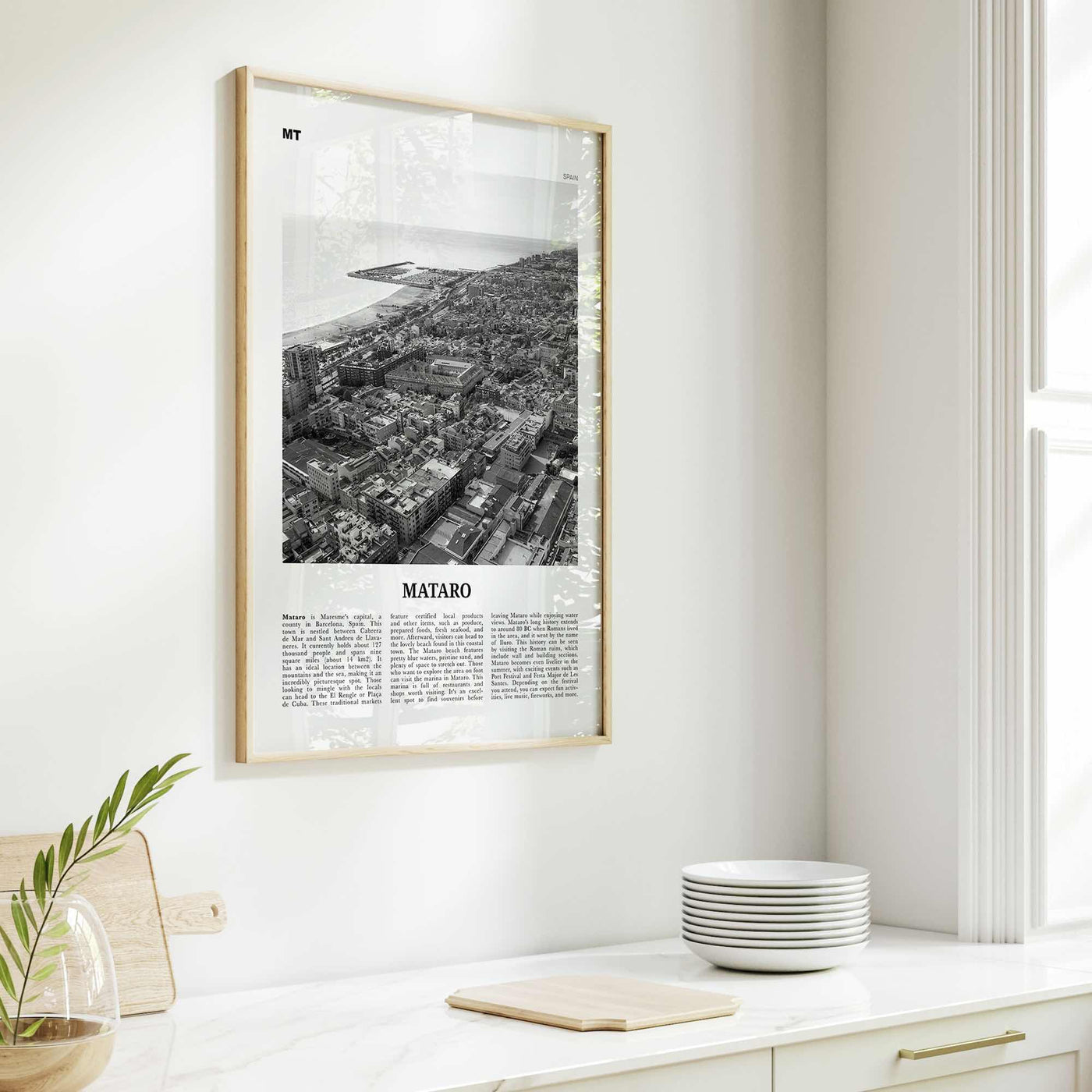 Mataro Print Black and White, Mataro Wall Art, Mataro Poster, Mataro Photo, Mataro Wall Décor, Mataro Map, Spain