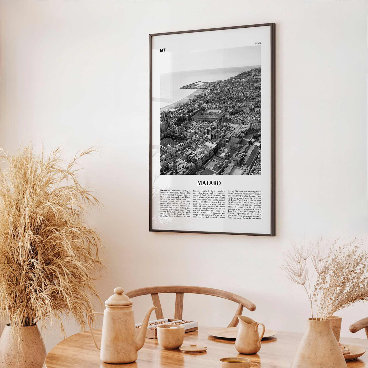 Mataro Print Black and White, Mataro Wall Art, Mataro Poster, Mataro Photo, Mataro Wall Décor, Mataro Map, Spain