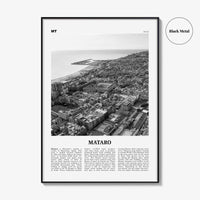 Mataro Print Black and White, Mataro Wall Art, Mataro Poster, Mataro Photo, Mataro Wall Décor, Mataro Map, Spain
