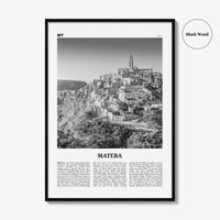 Matera Print Black and White, Matera Wall Art, Matera Poster, Matera Photo, Matera Wall Décor, Matera Map, Michigan, USA
