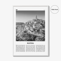 Matera Print Black and White, Matera Wall Art, Matera Poster, Matera Photo, Matera Wall Décor, Matera Map, Michigan, USA
