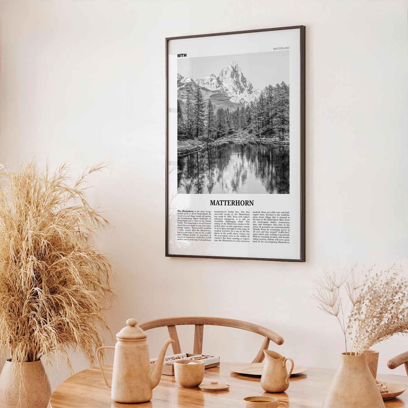 Matterhorn Print Black and White, Matterhorn Wall Art, Matterhorn Poster, Matterhorn Photo, Zermatt, Switzerland