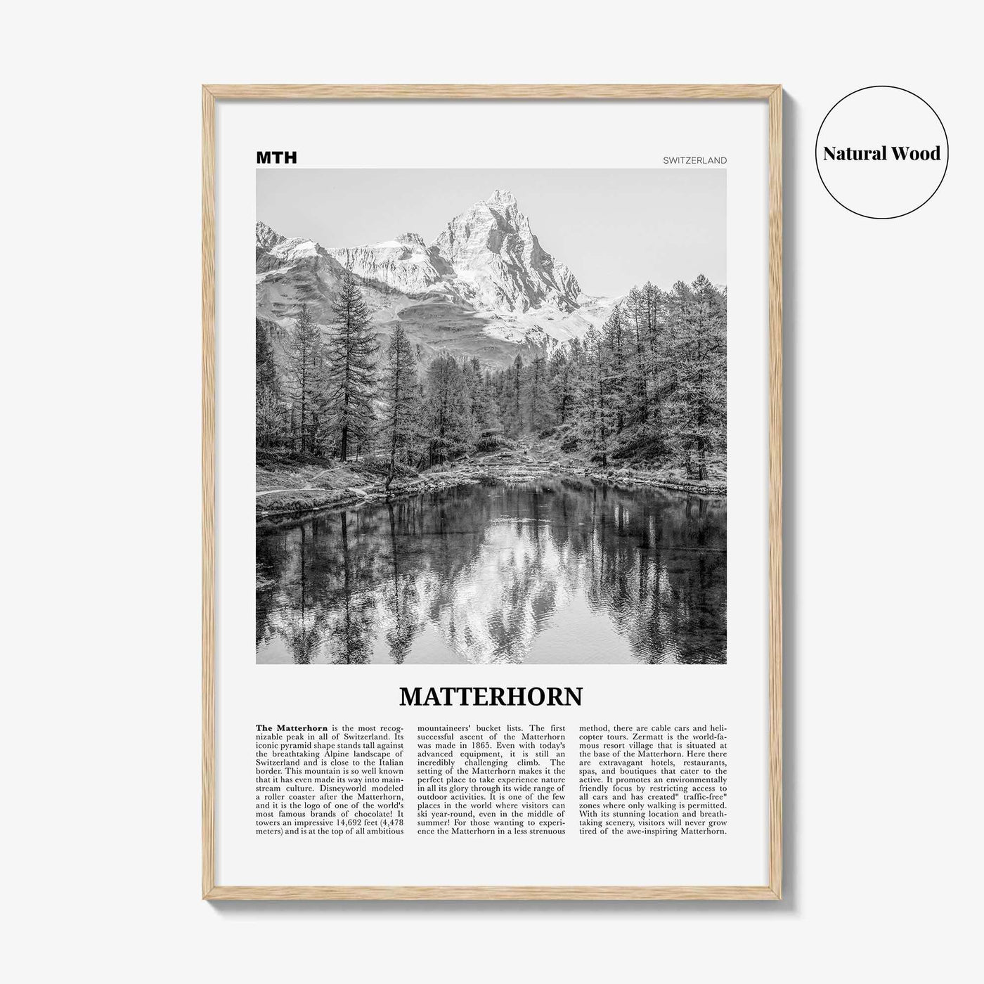 Matterhorn Print Black and White, Matterhorn Wall Art, Matterhorn Poster, Matterhorn Photo, Zermatt, Switzerland