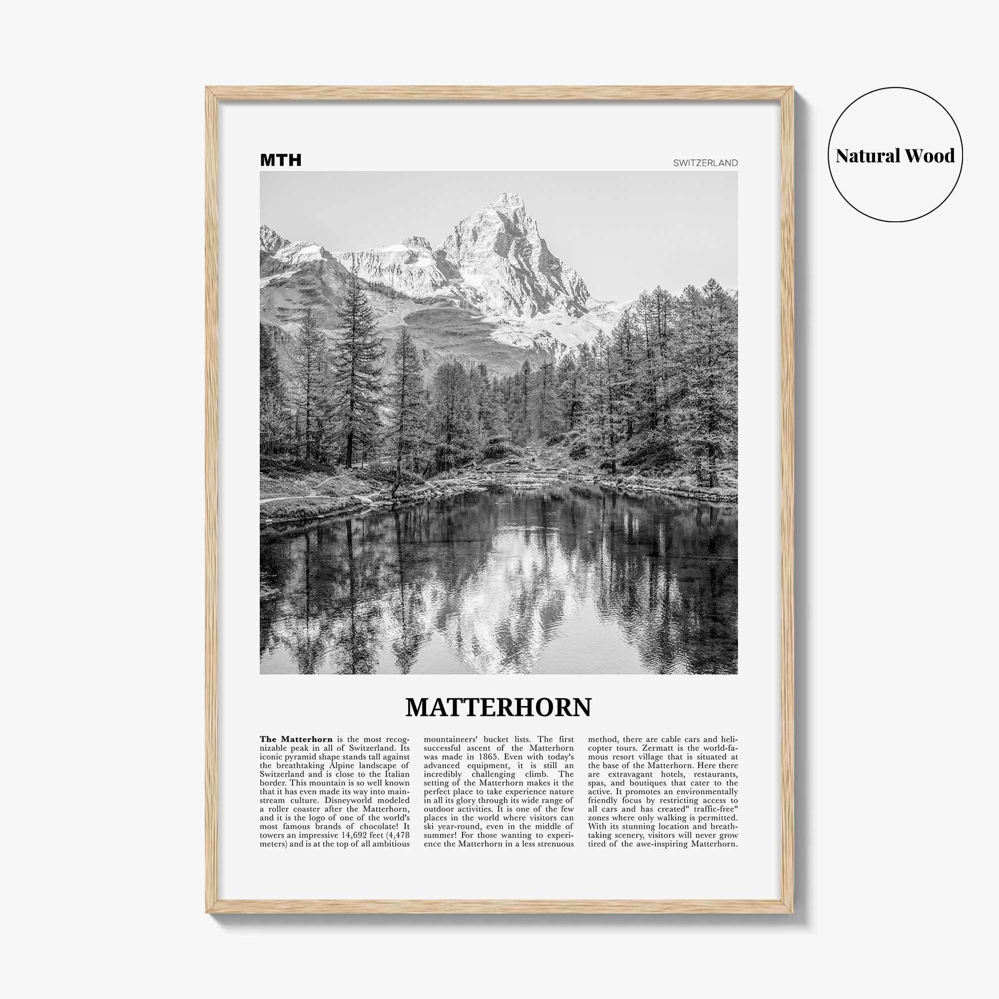 Matterhorn Print Black and White, Matterhorn Wall Art, Matterhorn Poster, Matterhorn Photo, Zermatt, Switzerland