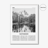 Matterhorn Print Black and White, Matterhorn Wall Art, Matterhorn Poster, Matterhorn Photo, Zermatt, Switzerland