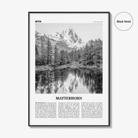 Matterhorn Print Black and White, Matterhorn Wall Art, Matterhorn Poster, Matterhorn Photo, Zermatt, Switzerland