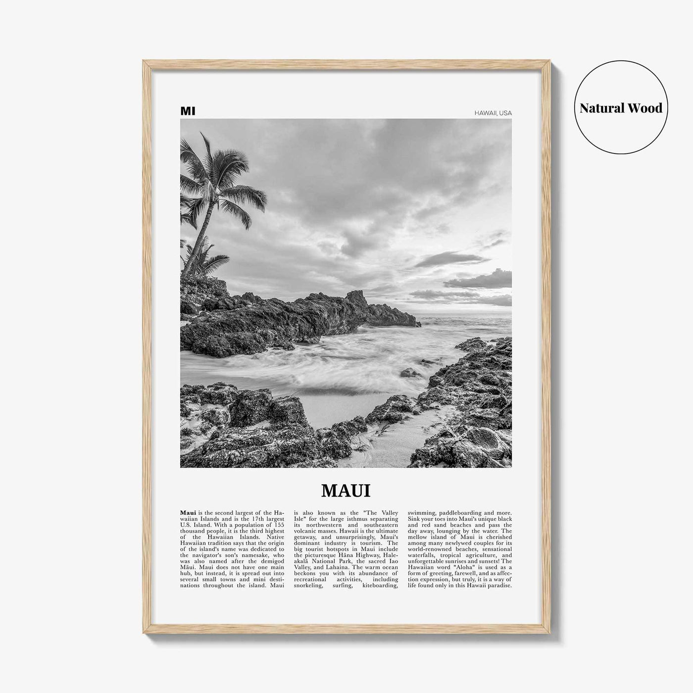 Maui Print Black and White No 1, Maui Wall Art, Maui Poster, Maui Photo, Maui Wall Décor, Hawaii, USA, United States, North America