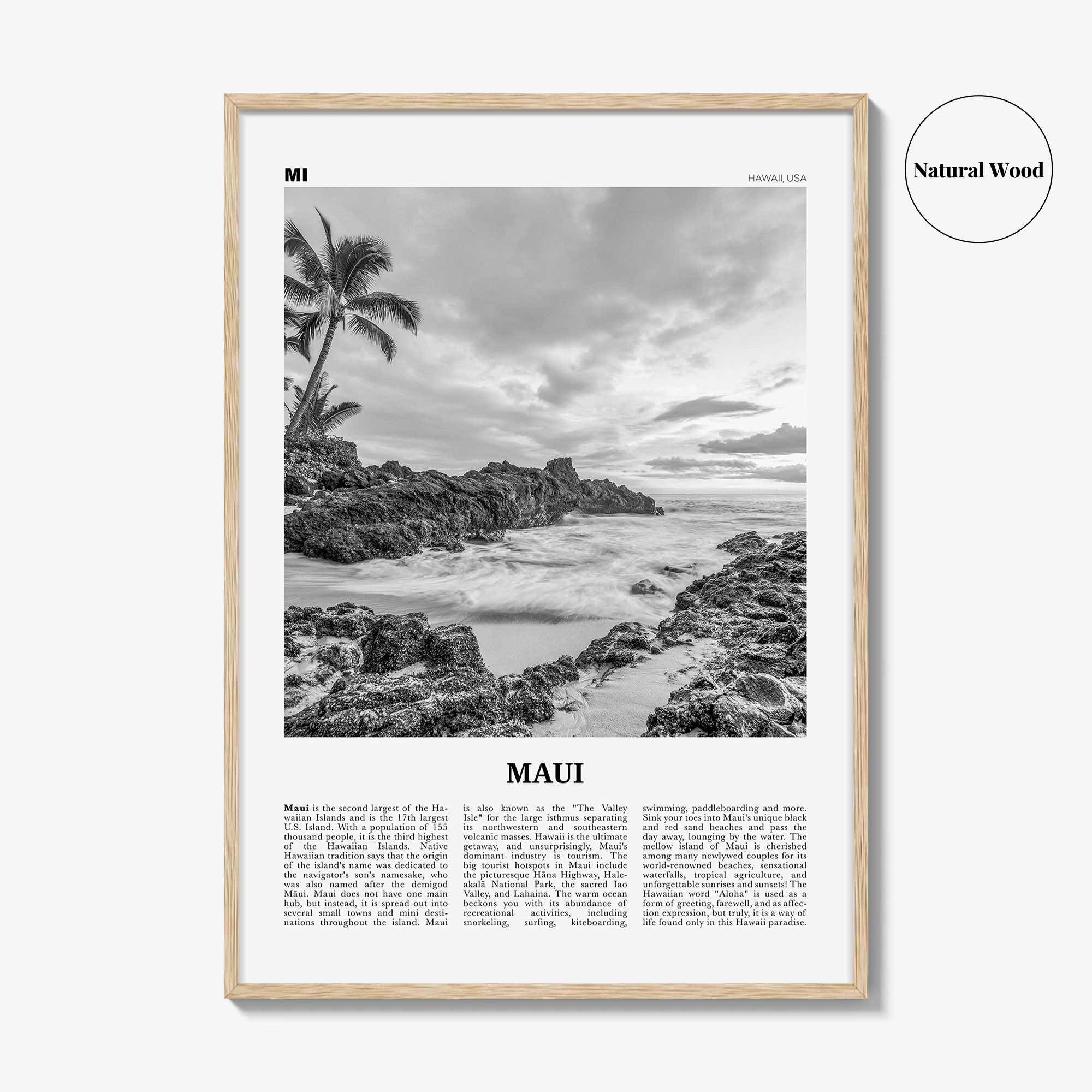 Maui Print Black and White No 1, Maui Wall Art, Maui Poster, Maui Photo, Maui Wall Décor, Hawaii, USA, United States, North America